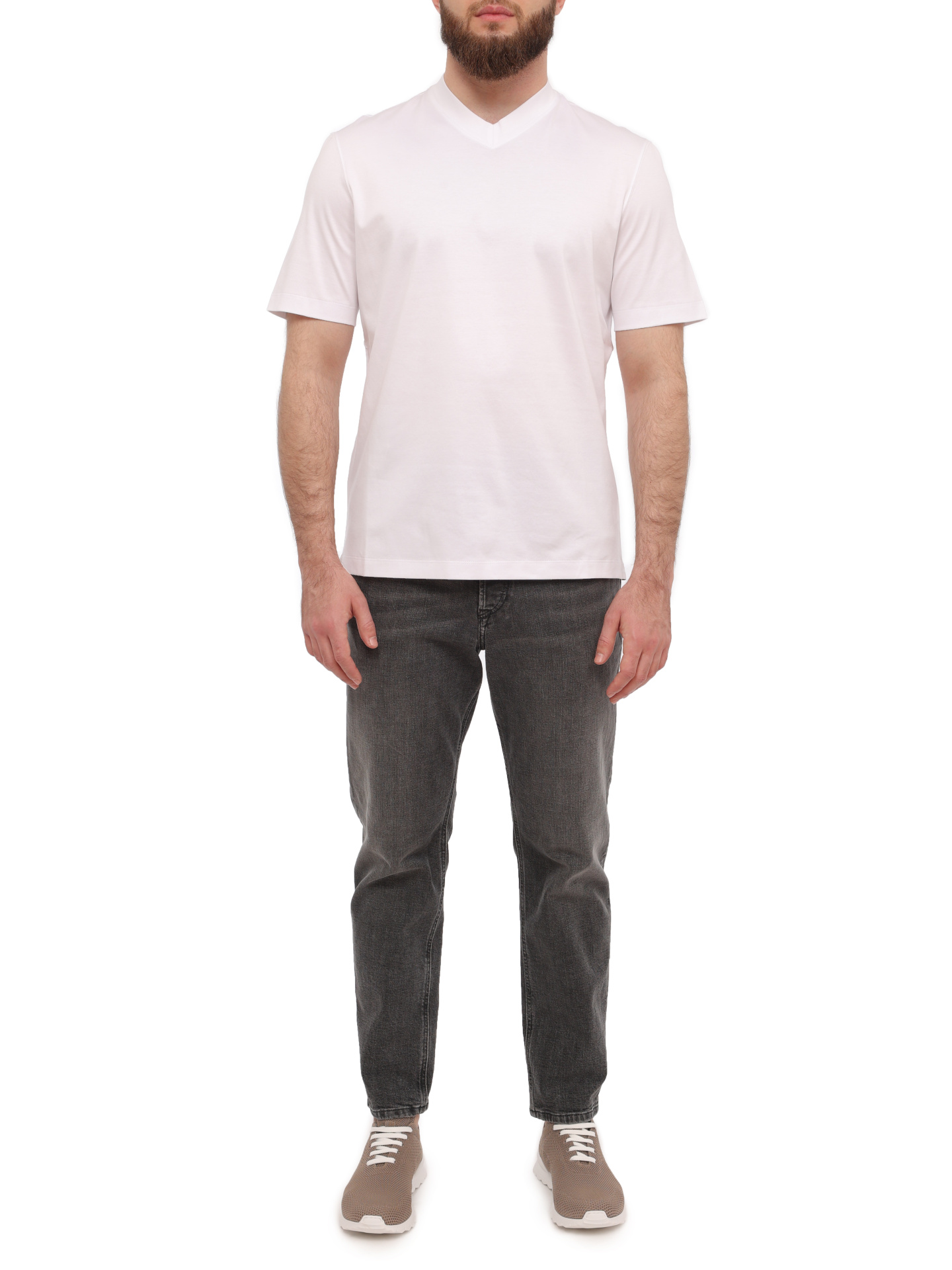 Футболка Brunello Cucinelli M0B131344 хлопковая мужская с V-вырезом — купить в интернет-магазине Verdistore