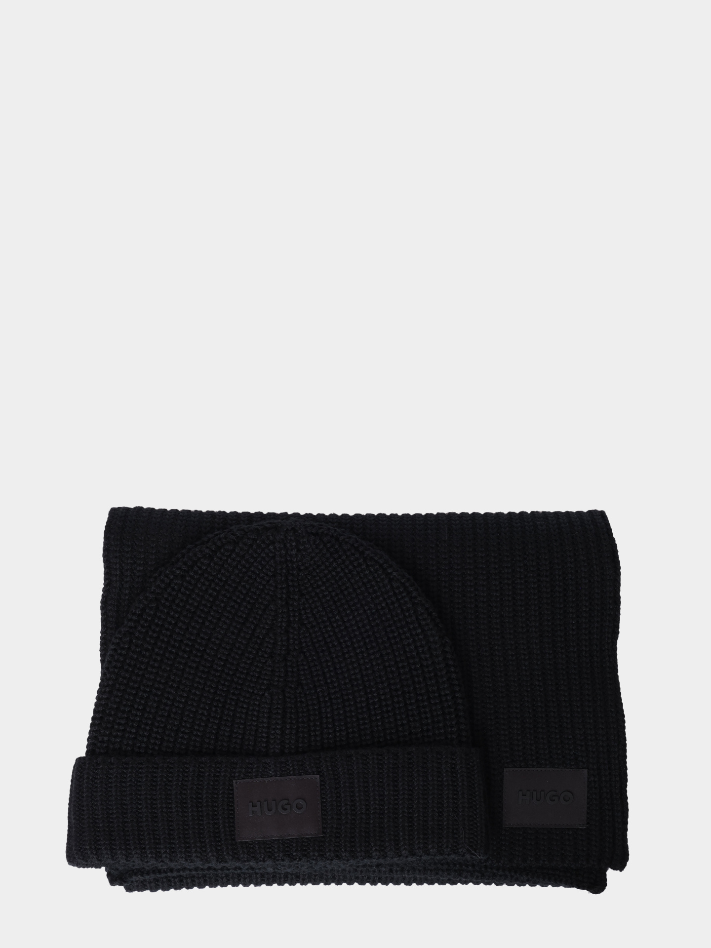 Комплект шапка и шарф Hugo Zago Set 10275535 01 50551423 001 черный мужской вязаный — купить в интернет-магазине Verdistore