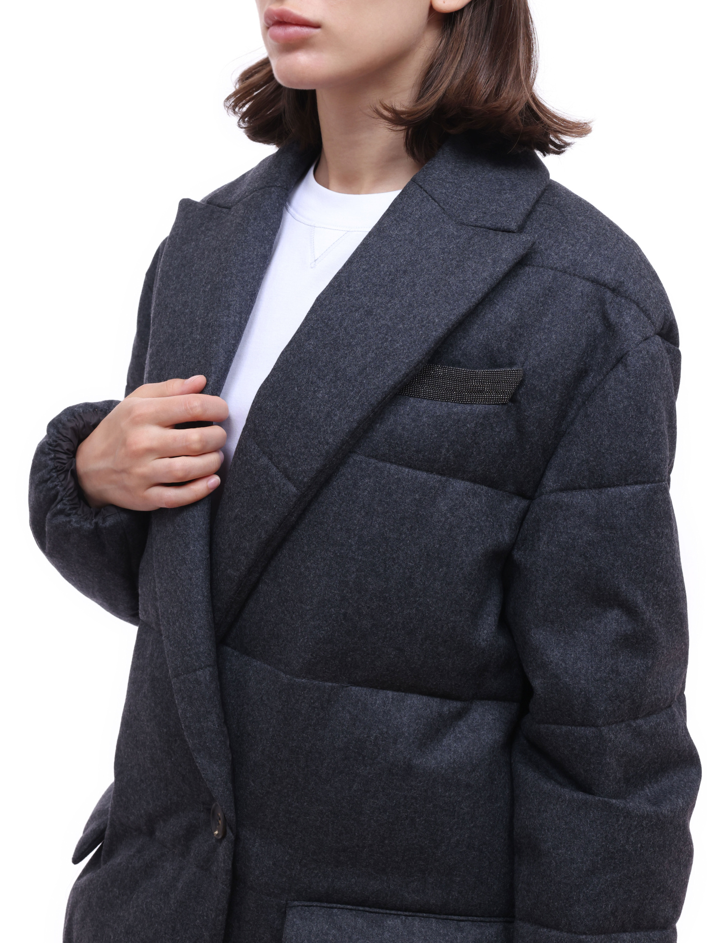 Пальто Brunello Cucinelli MT2269388 C004 темно-серое женское пуховое — купить в интернет-магазине Verdistore