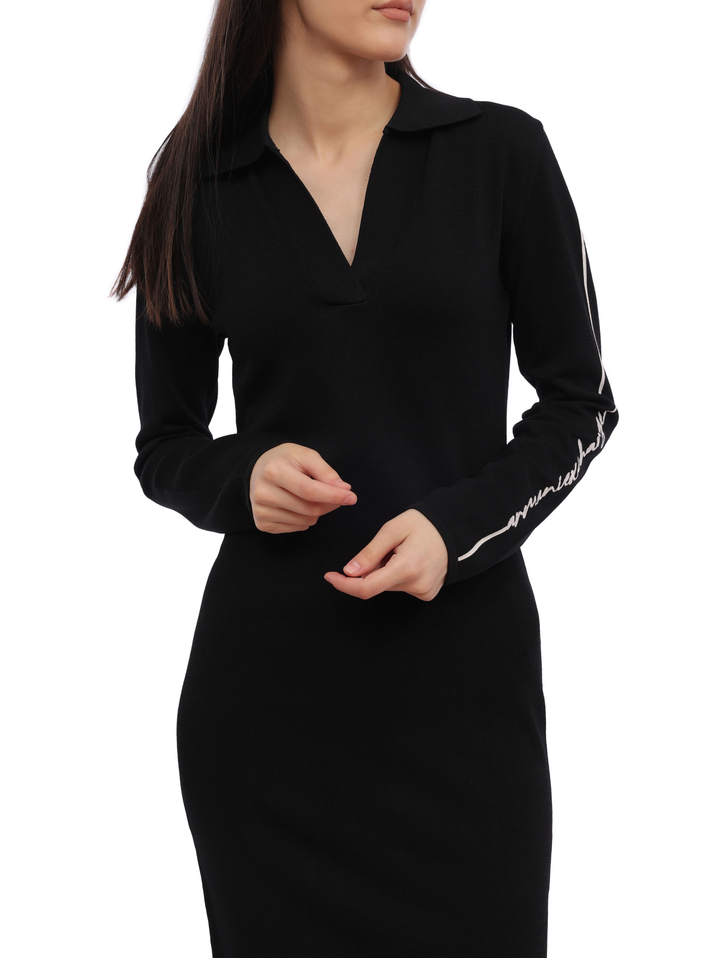 Платье Armani Exchange 6RYA1D YMH6Z 1200 черное женское с логотипом — купить в интернет-магазине Verdistore