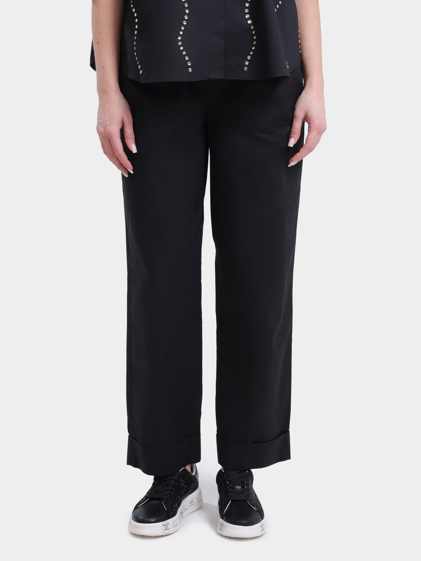 Брюки Liu-Jo BLACK LABEL CA6249 TS246 22222 черные женские прямого кроя  — купить в интернет-магазине Verdistore