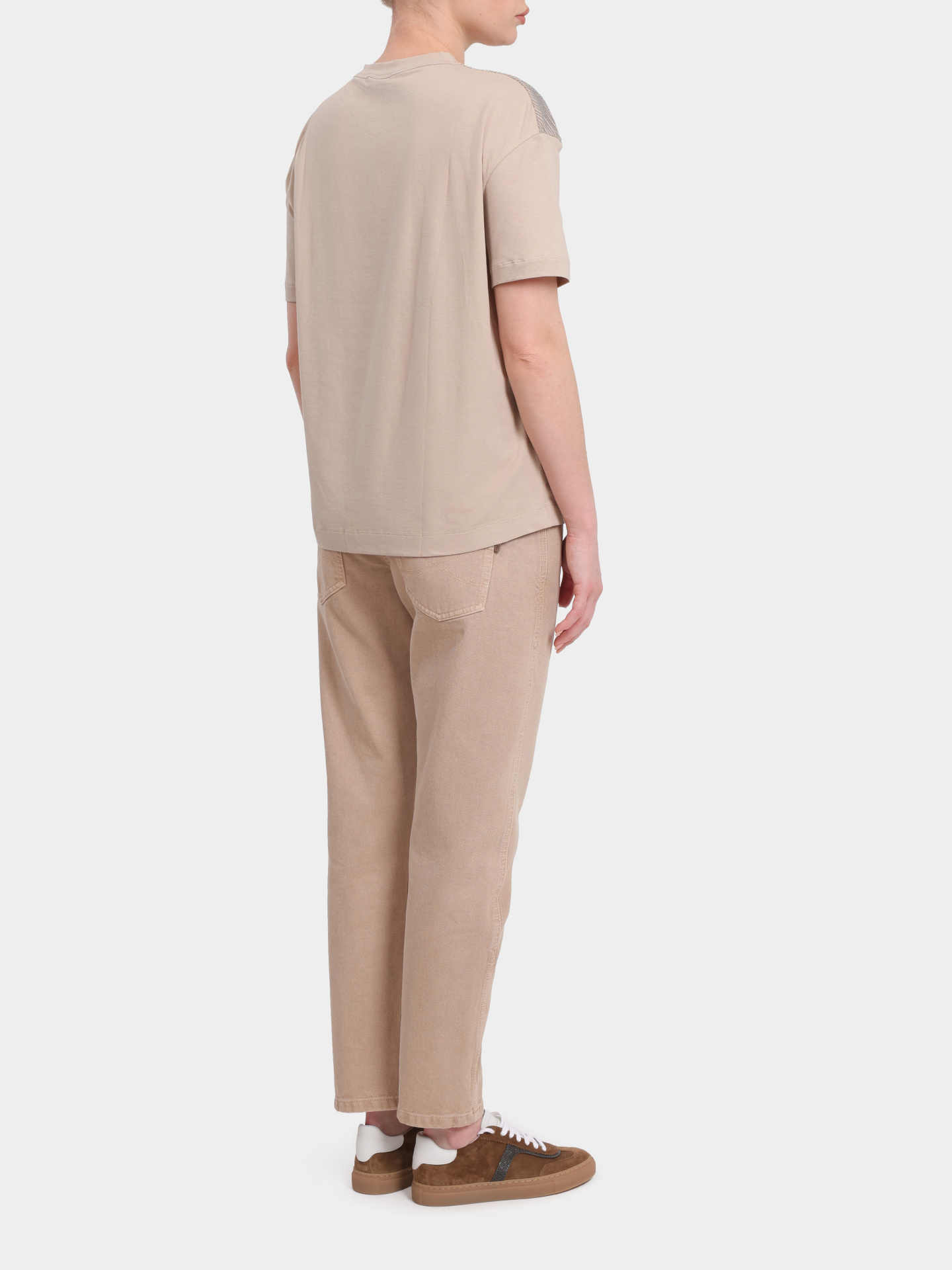 Джинсы Brunello Cucinelli MB030P5715 C8617 бежевые женские на пуговицах — купить в интернет-магазине Verdistore