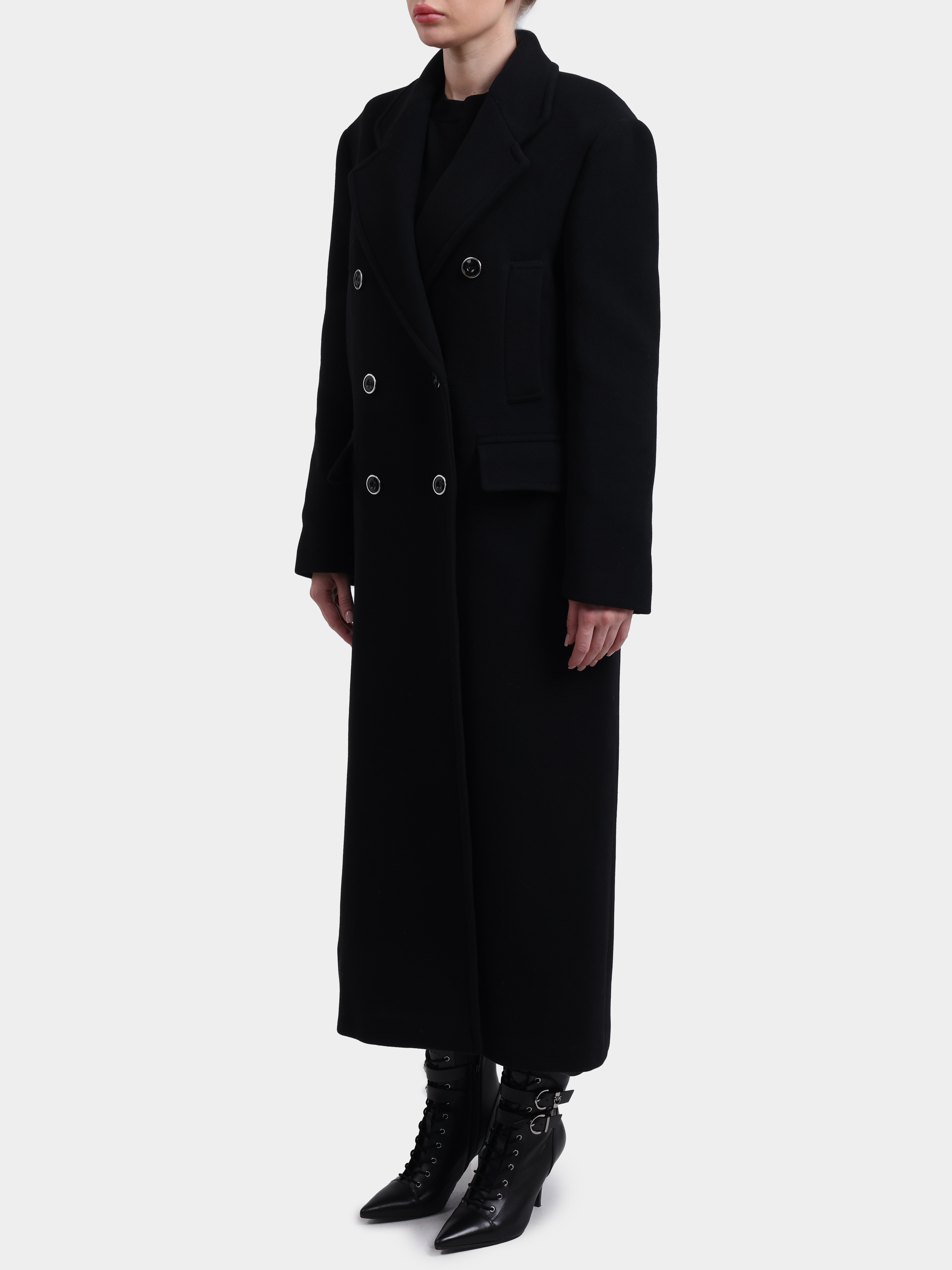 Пальто Pinko 107487 A3FG Z99 двубортное женское из смесовой шерсти — купить в интернет-магазине Verdistore
