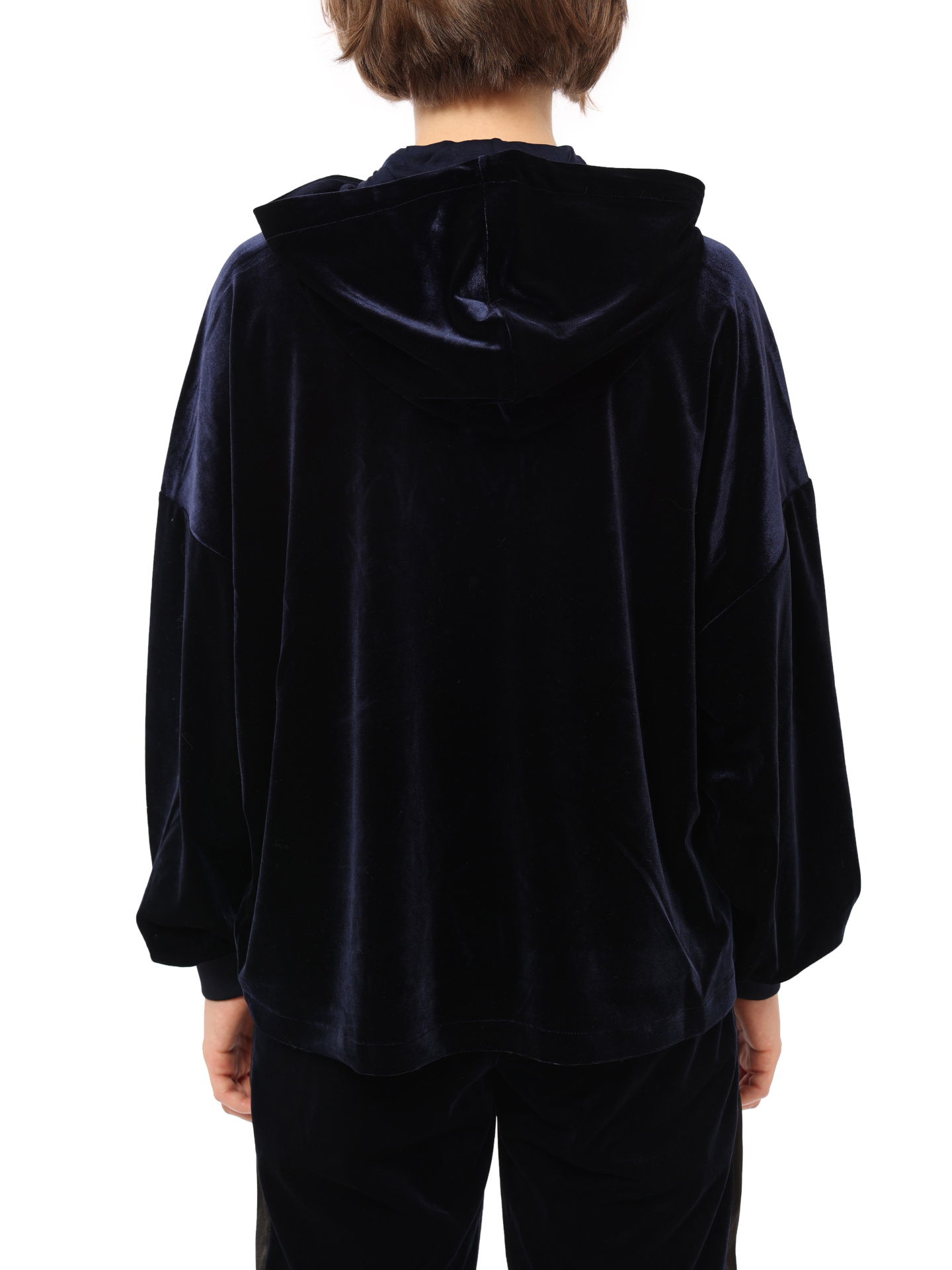 Худи Armani Exchange 6LYM11 YJ9WZ 1593 темно-синее женское из бархата — купить в интернет-магазине Verdistore