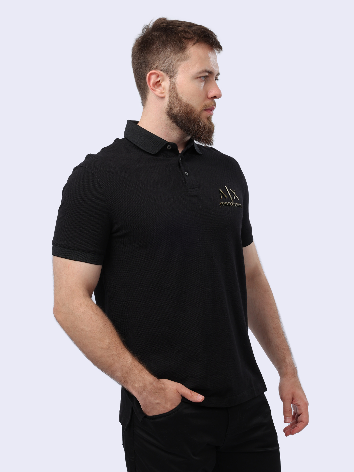 Поло Armani Exchange 8NZFSB ZJM5Z 1200 черное мужское из хлопка — купить в интернет-магазине Verdistore