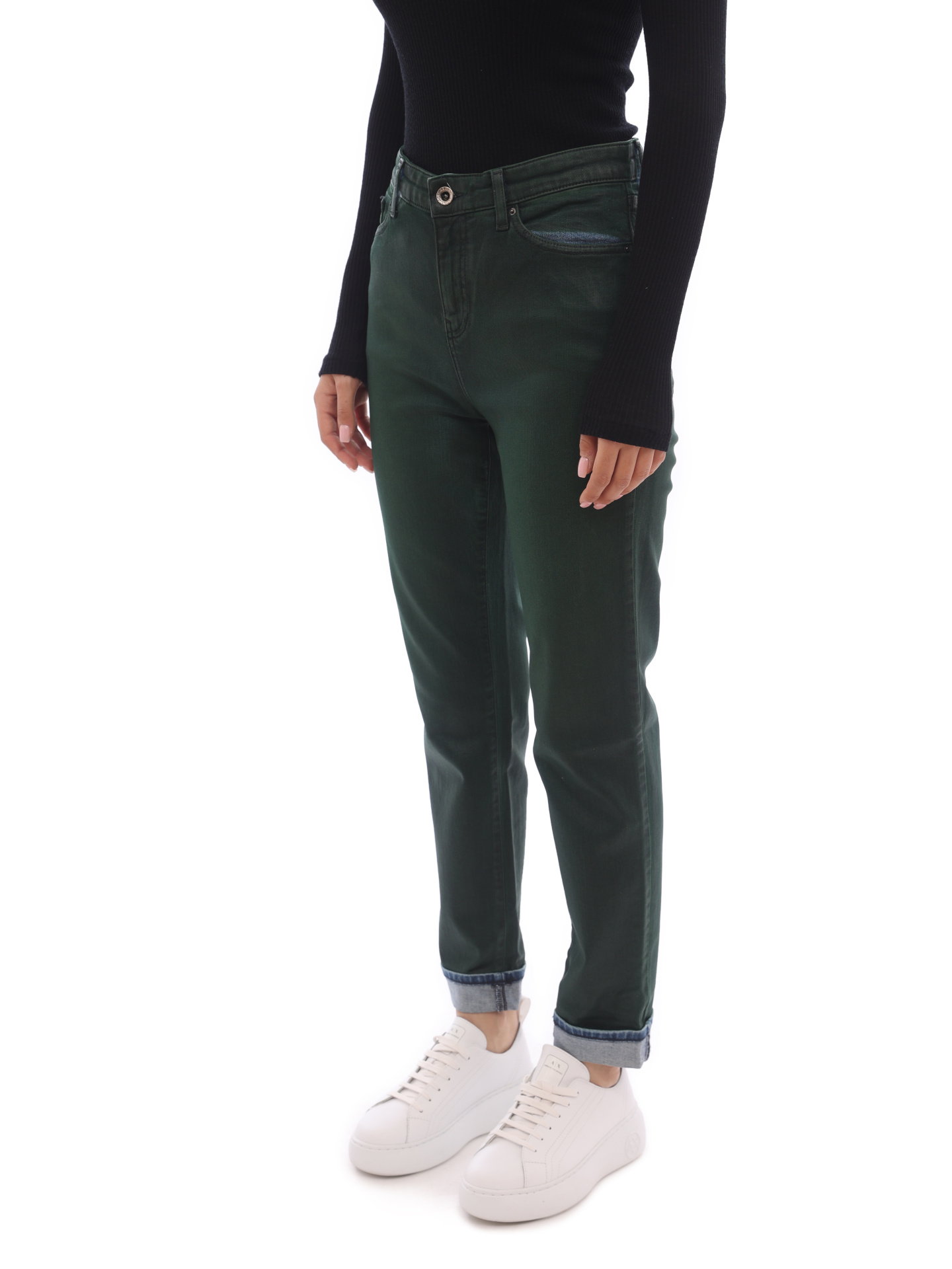 Джинсы Armani Exchange 6GYJ06 1844 зеленые женские прямого кроя — купить в интернет-магазине Verdistore