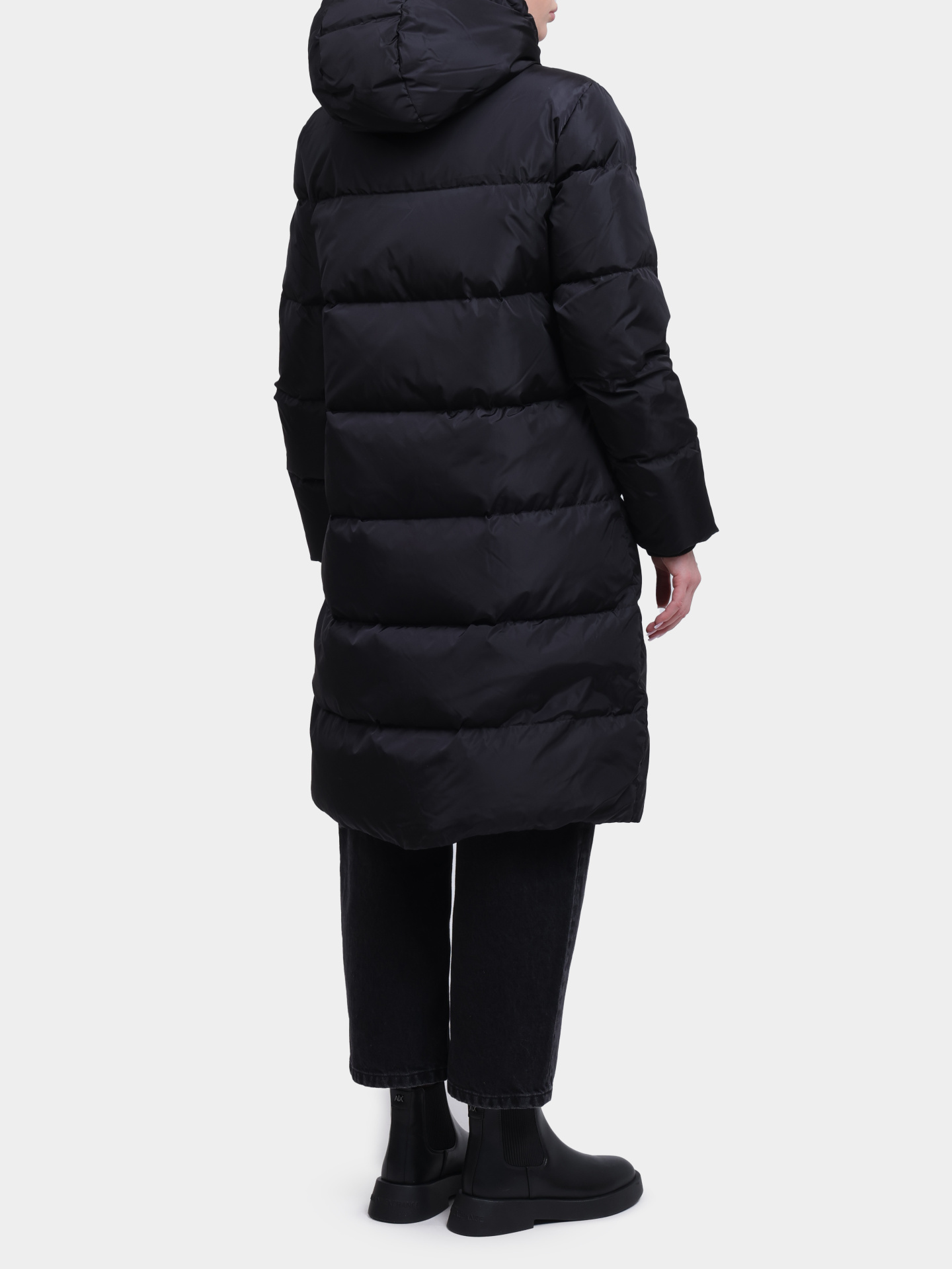 Пуховик Armani Exchange AF12286 UC001 черный женский удлиненный — купить в интернет-магазине Verdistore