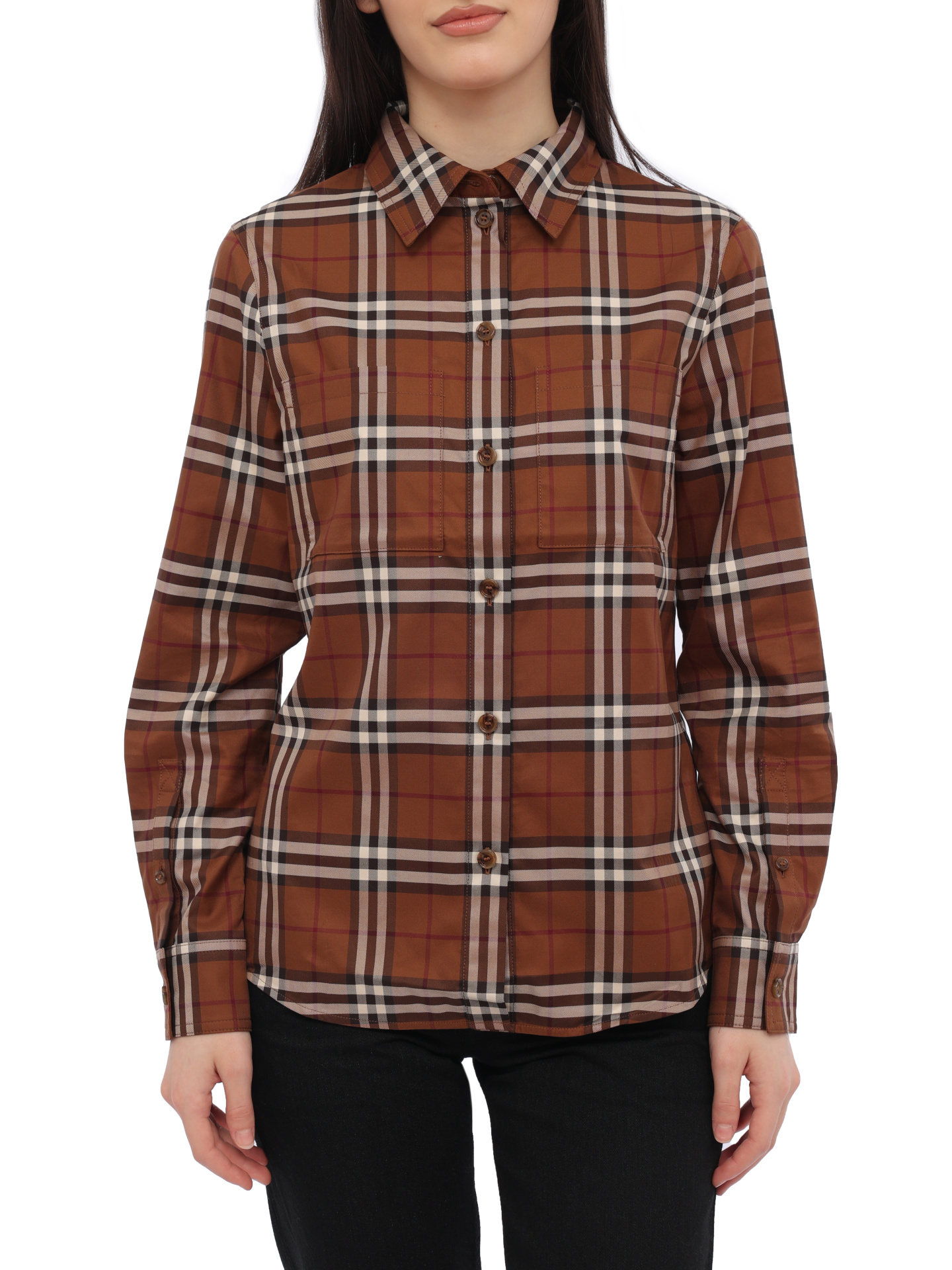 Рубашка Burberry 8063163 A9011 хлопковая женская в клетку — купить в интернет-магазине Verdistore