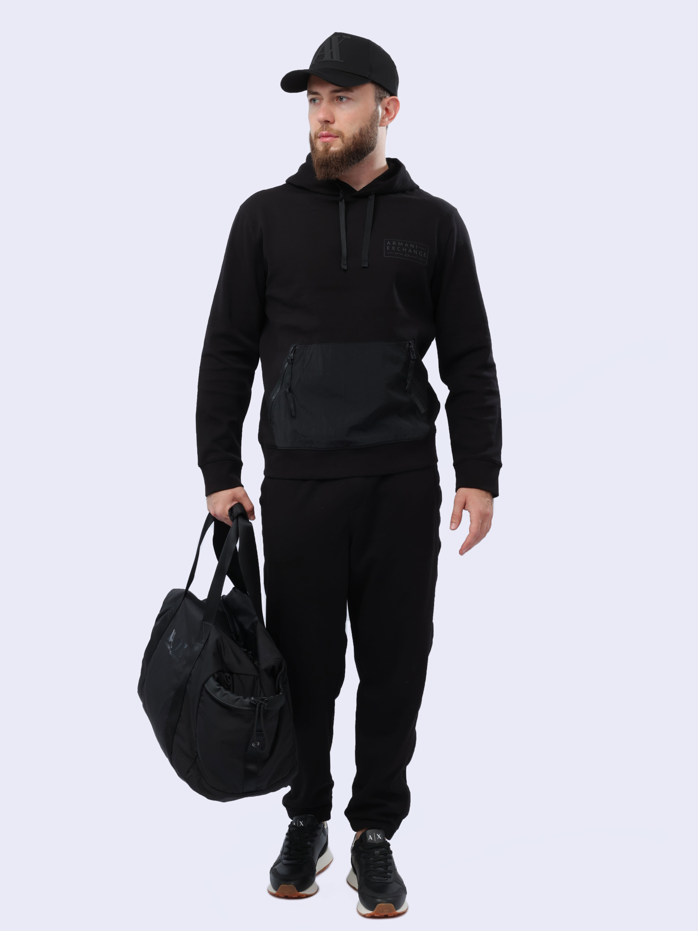 Худи Armani Exchange 3DZMJK ZJXLZ 1200 черное мужское — купить в интернет-магазине Verdistore
