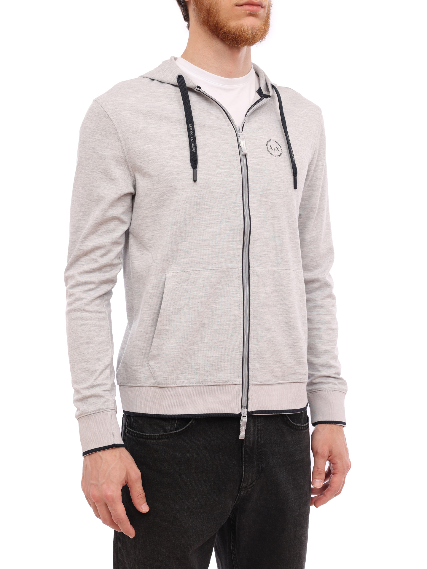Мастерка Armani Exchange 8NZM74 Z9N1Z 3929 серая мужская с контрастной окантовкой — купить в интернет-магазине Verdistore