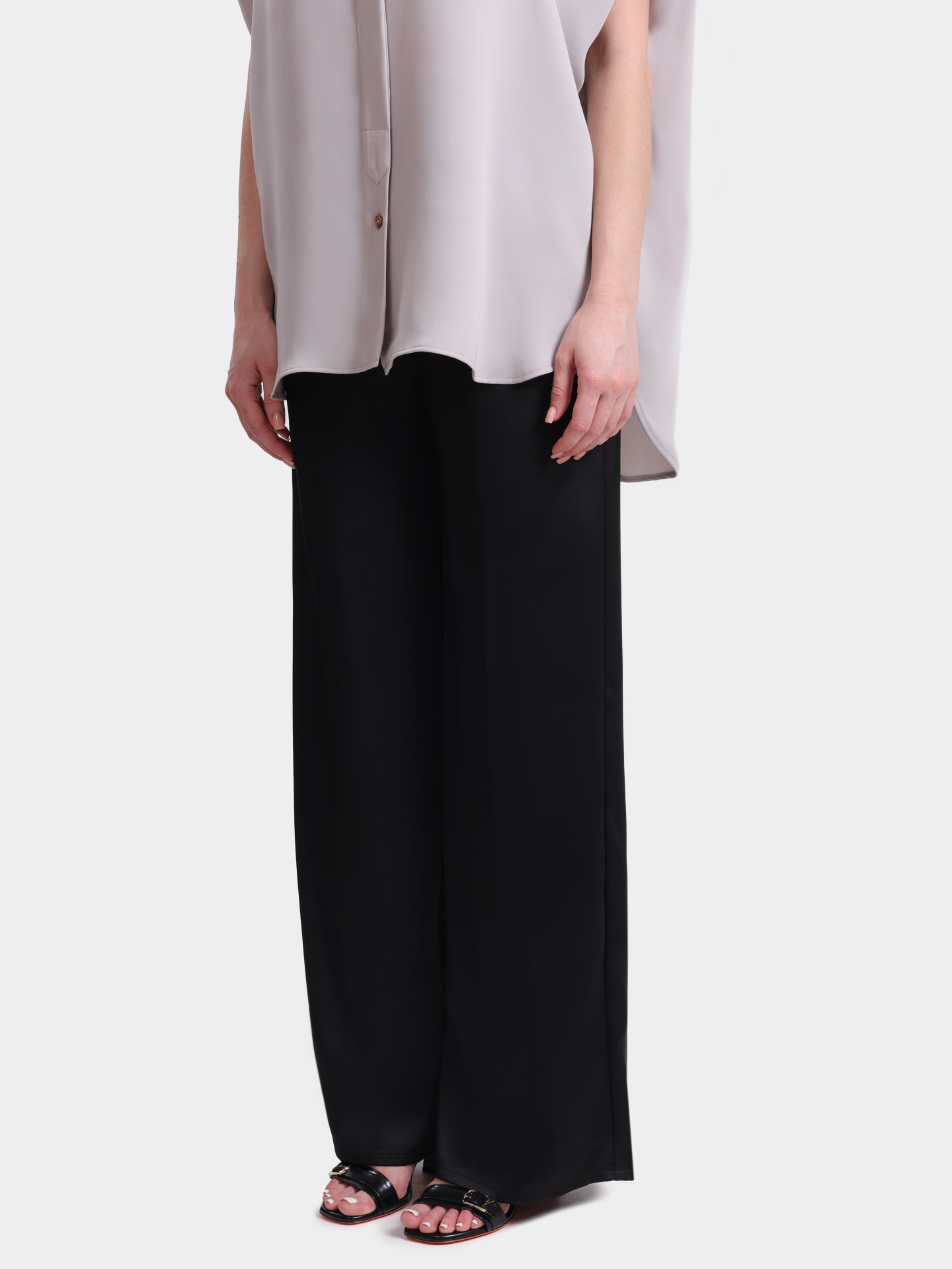 Брюки Herno PT000008D 12506 9300 палаццо черные женские свободного кроя  — купить в интернет-магазине Verdistore