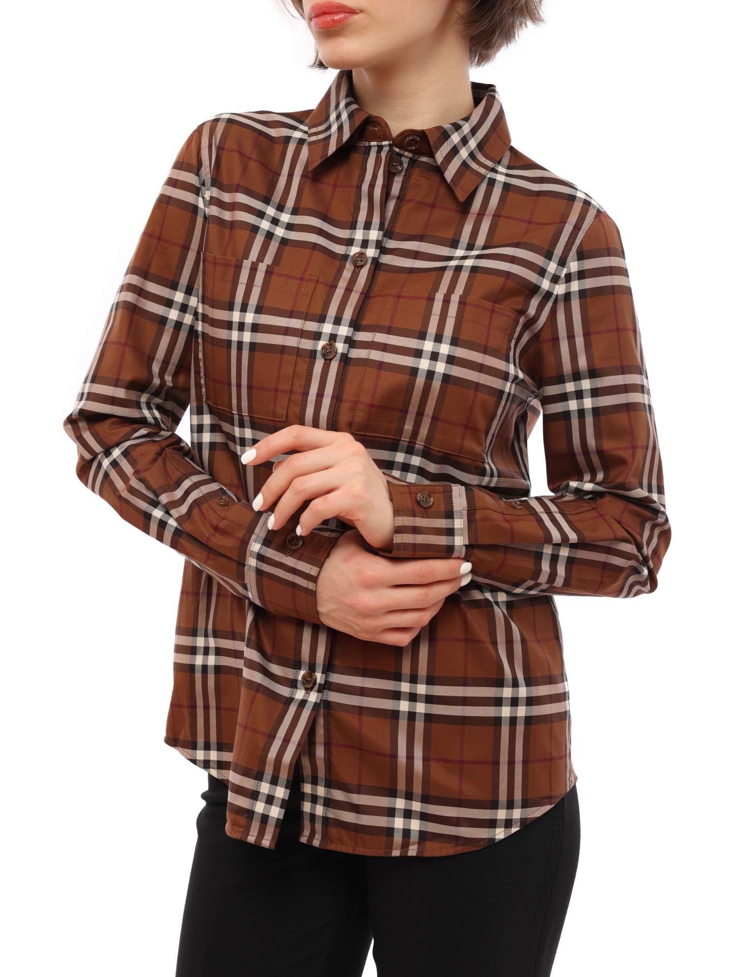 Рубашка Burberry 8063163 A9011 хлопковая женская в клетку — купить в интернет-магазине Verdistore