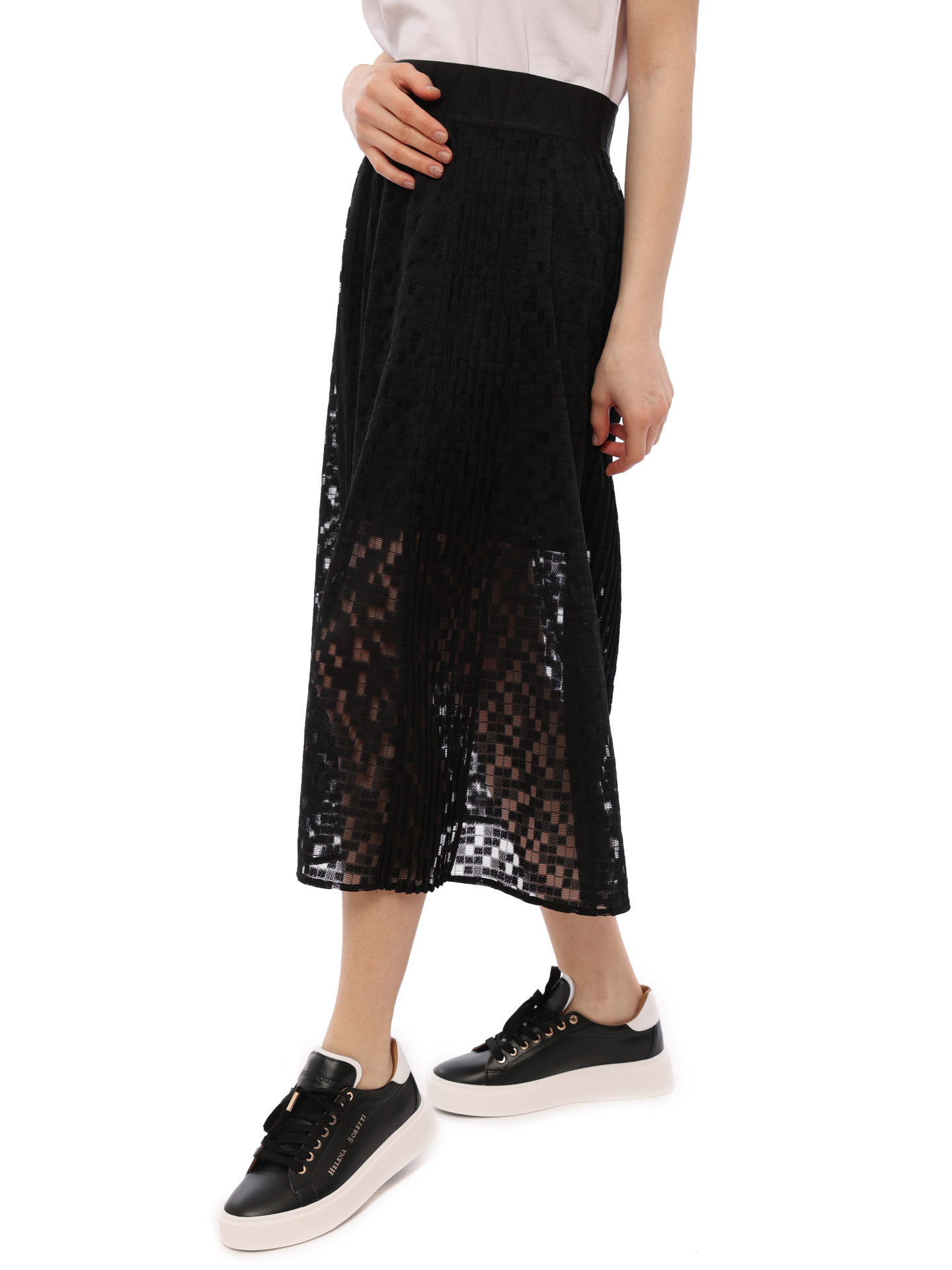 Юбка Armani Exchange 6GYN46 1200 черная женская из полупрозрачной ткани — купить в интернет-магазине Verdistore