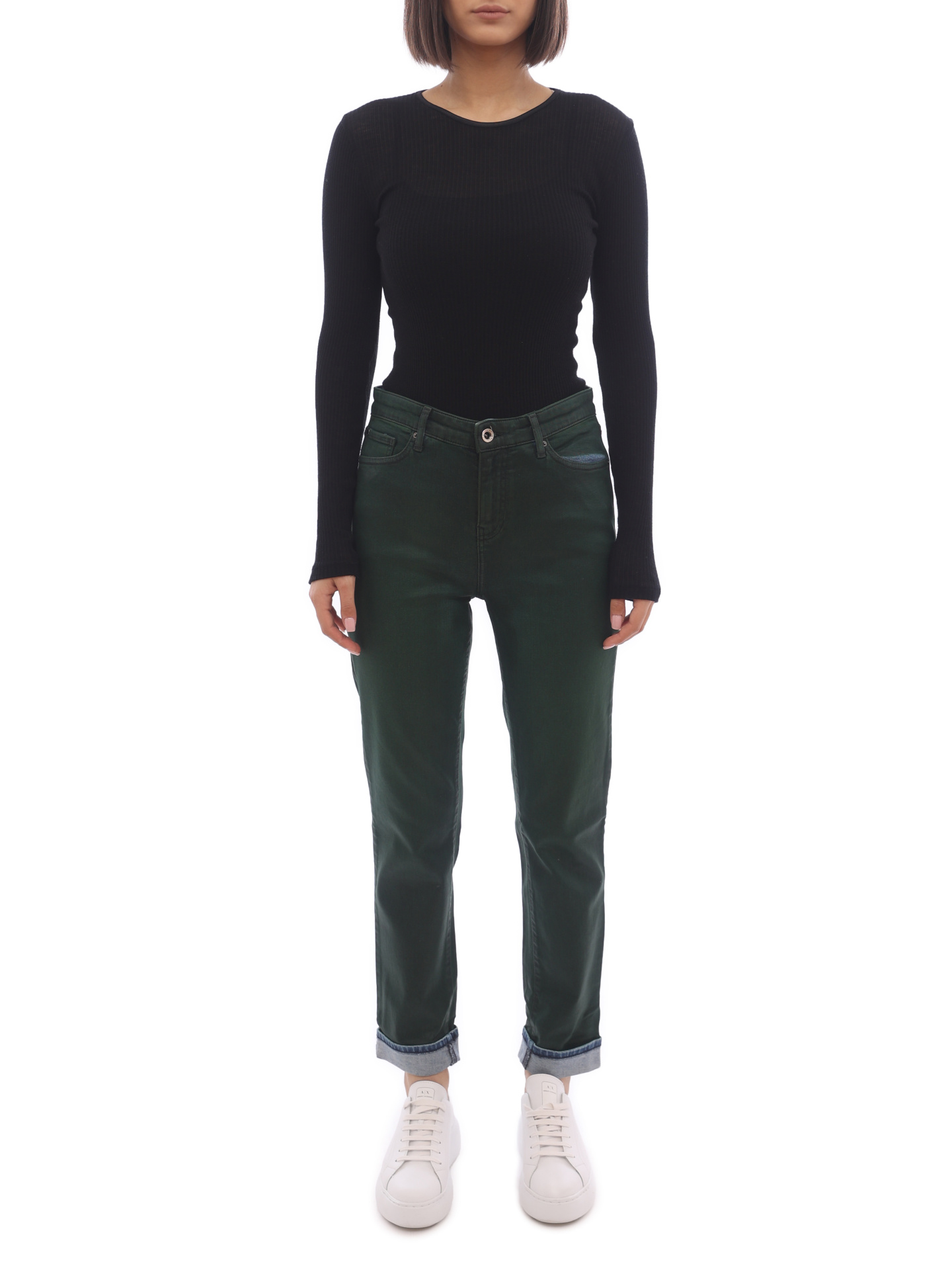 Джинсы Armani Exchange 6GYJ06 1844 зеленые женские прямого кроя — купить в интернет-магазине Verdistore