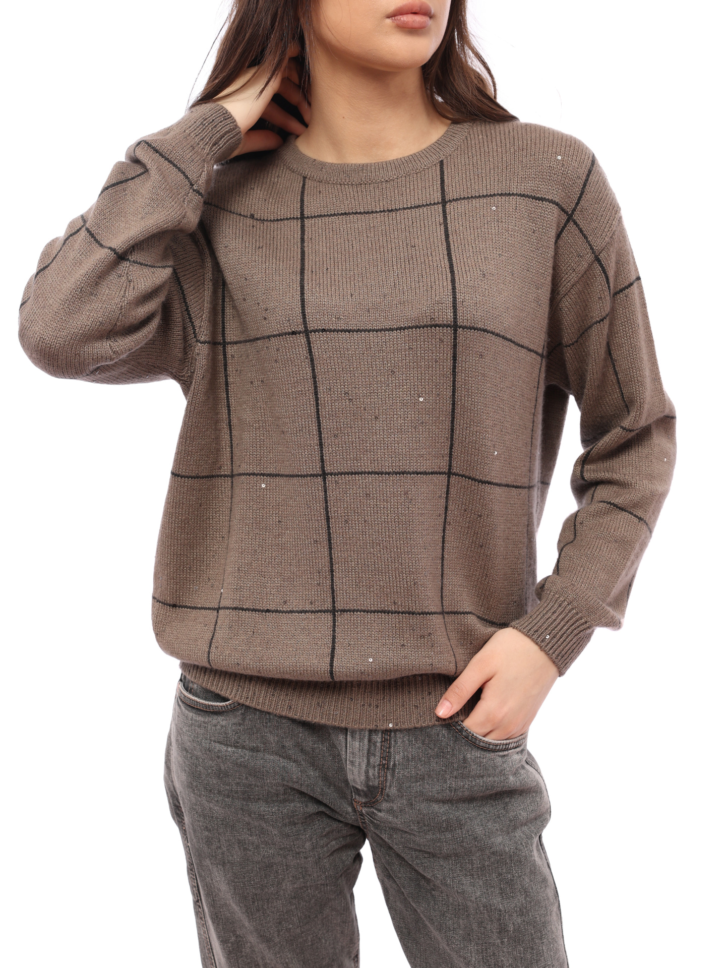 Свитер Brunello Cucinelli M73542320 коричневый женский — купить в интернет-магазине Verdistore