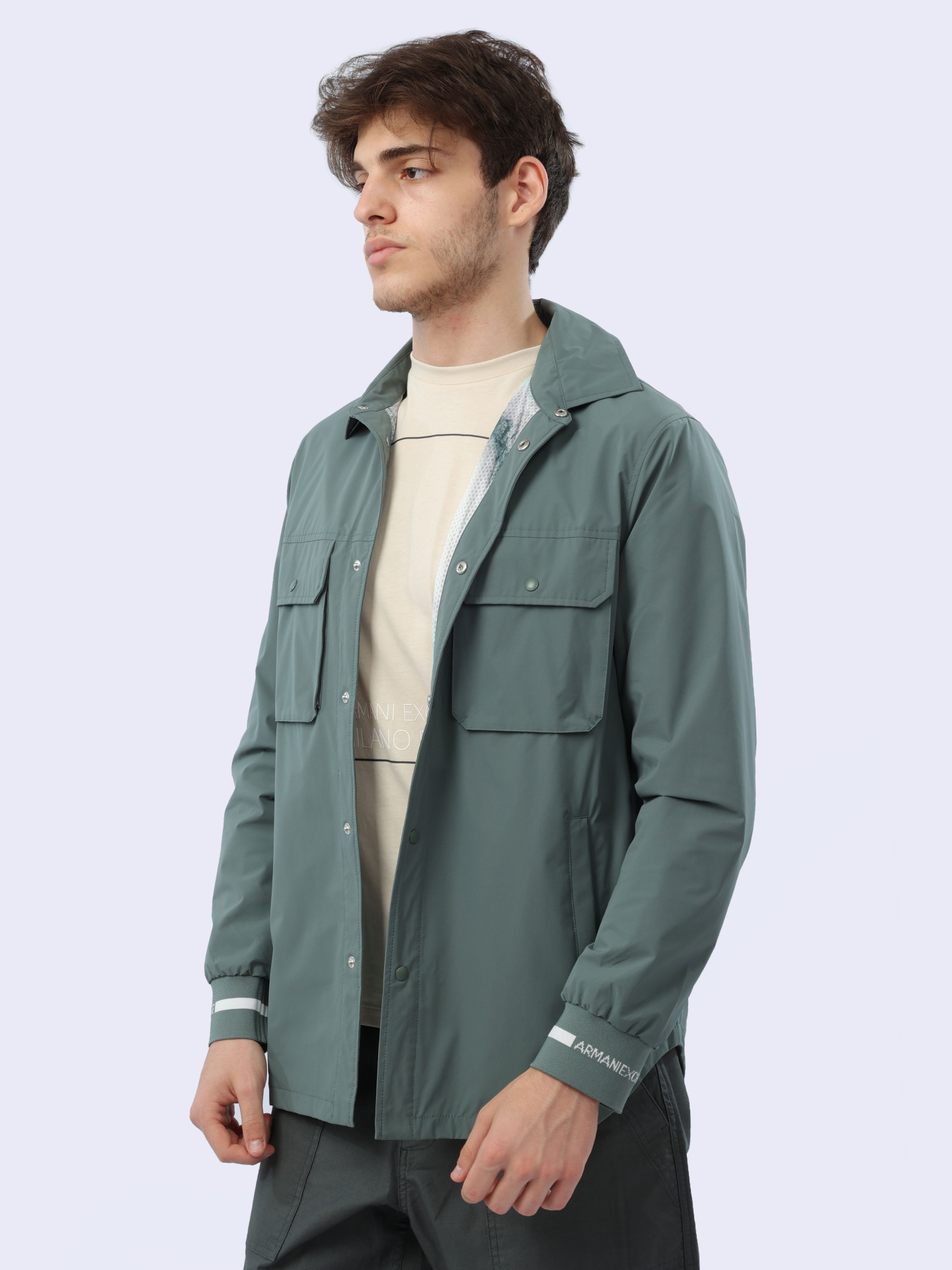 Рубашка Armani Exchange 3DZCL7 ZN3FZ 1888 светло-зеленая мужская на кнопках — купить в интернет-магазине Verdistore