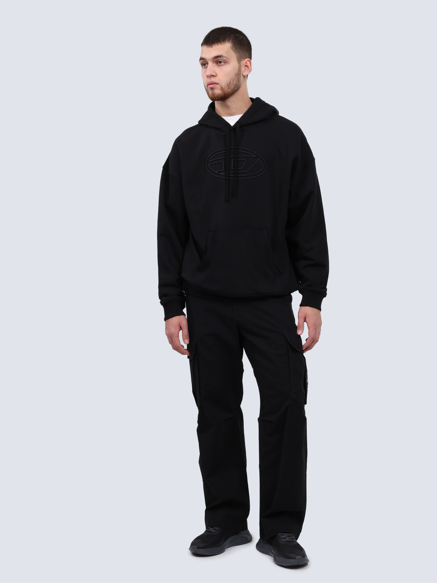 Худи Diesel A037910JYYJ9XX черное мужское из хлопка — купить в интернет-магазине Verdistore