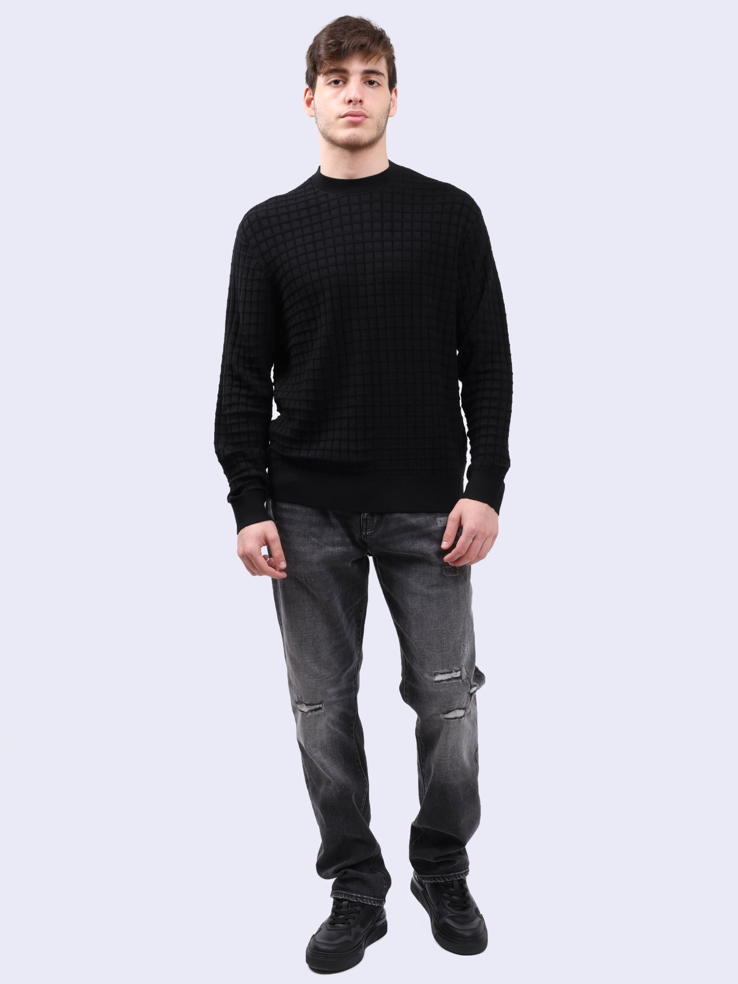 Свитер Armani Exchange 6DZM6F ZM5BZ 1200 черный мужской — купить в интернет-магазине Verdistore