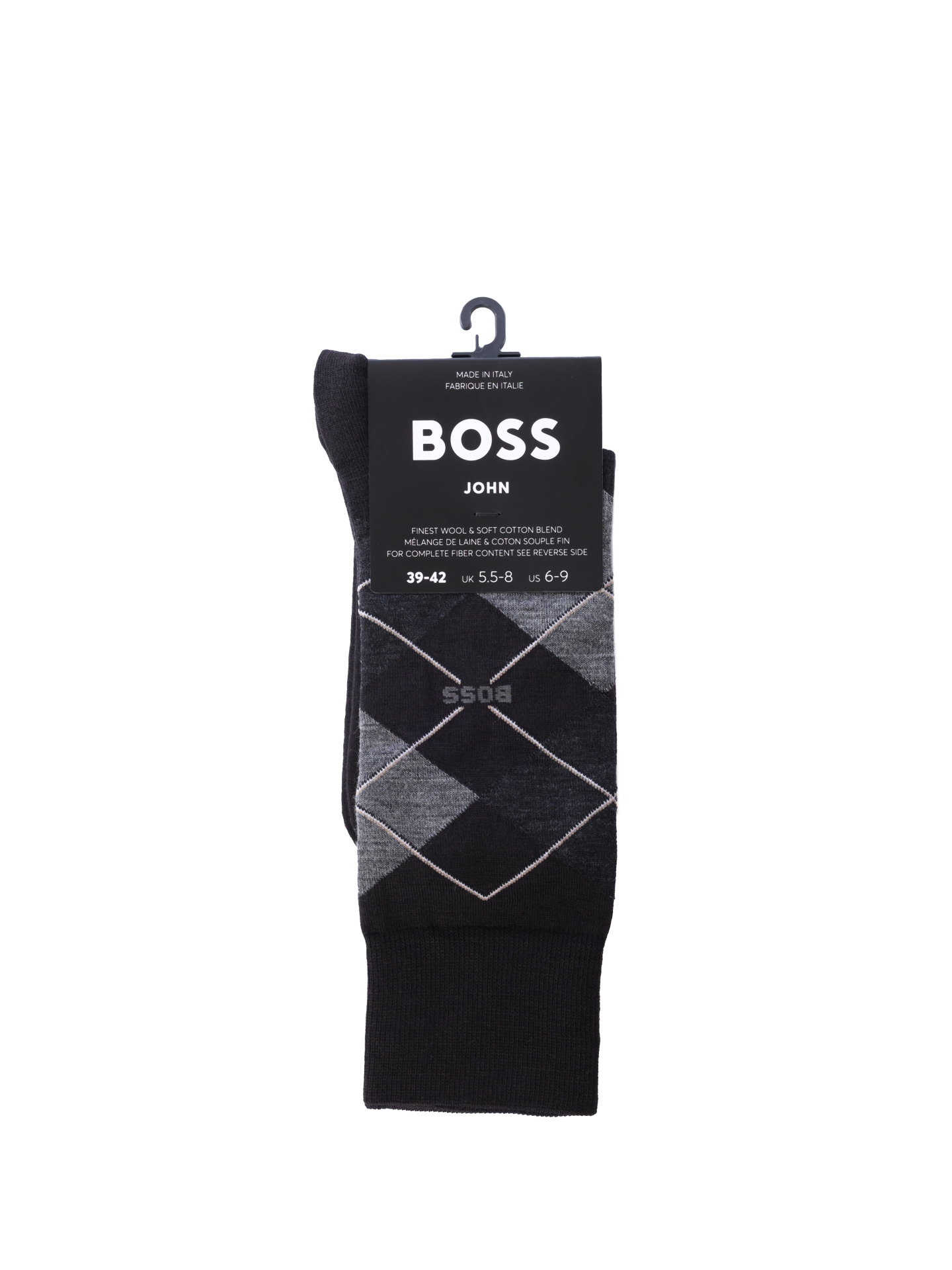 Носки Boss 50524345 001 черные мужские с клеткой-аргайл — купить в интернет-магазине Verdistore