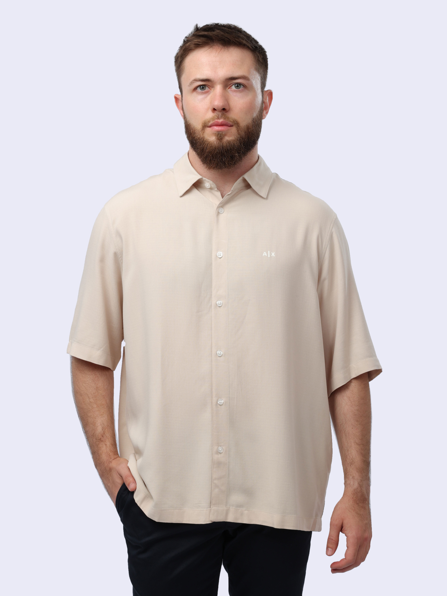 Рубашка Armani Exchange 3DZC01 ZN3UZ 1792 бежевая мужская — купить в интернет-магазине Verdistore