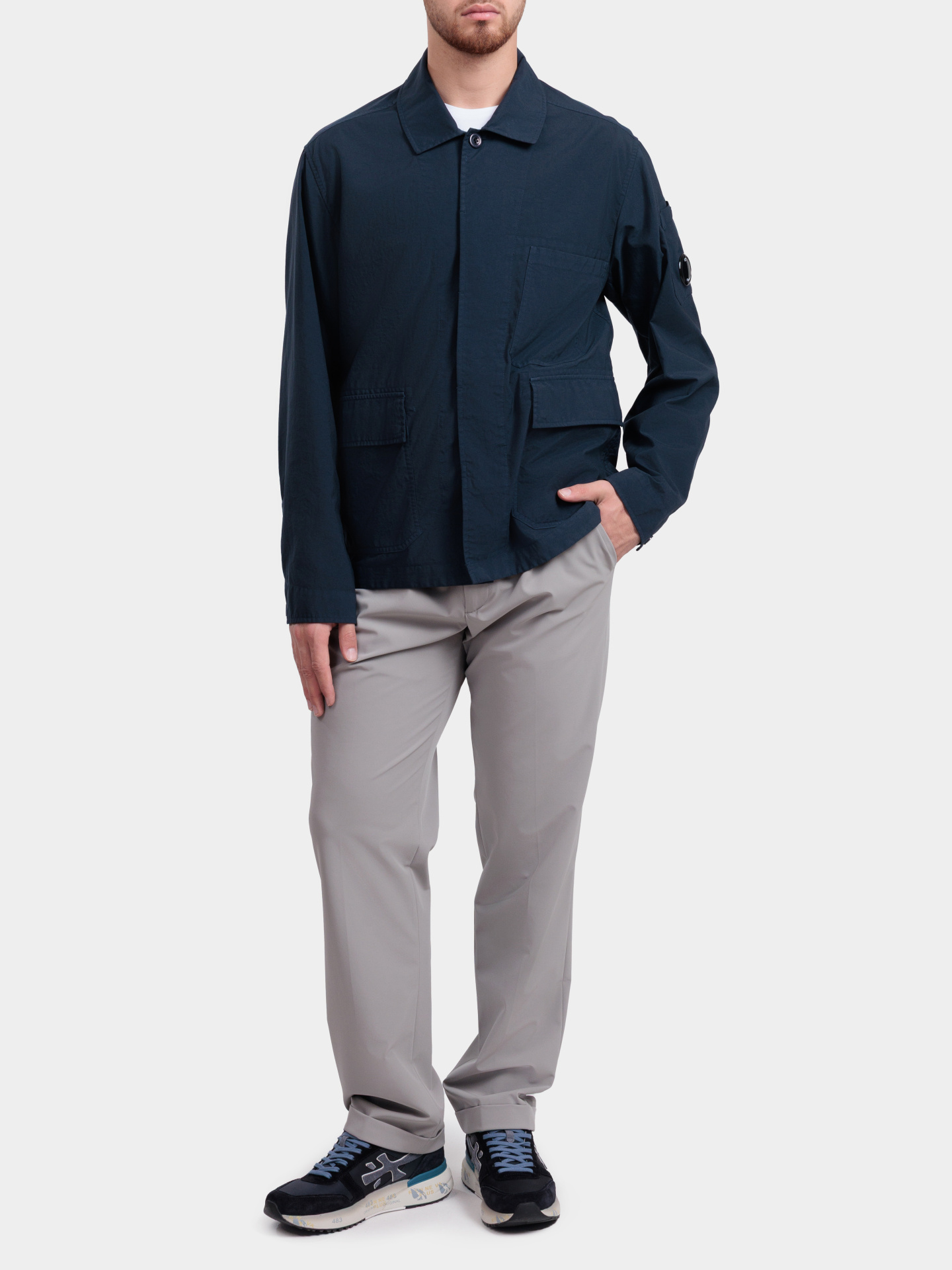 Куртка-рубашка C.P. Company 20CMOS061A 005782G 889 темно-синяя мужская с линзой — купить в интернет-магазине Verdistore