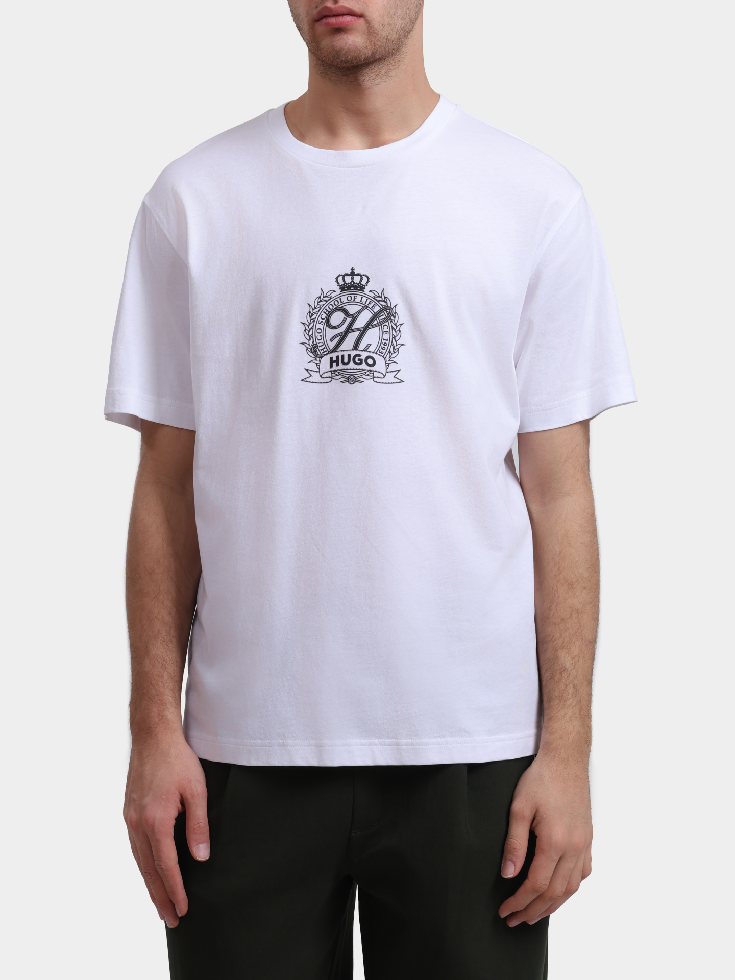 Футболка Hugo Daminor 10258299 мужская белая с принтом — купить в интернет-магазине Verdistore