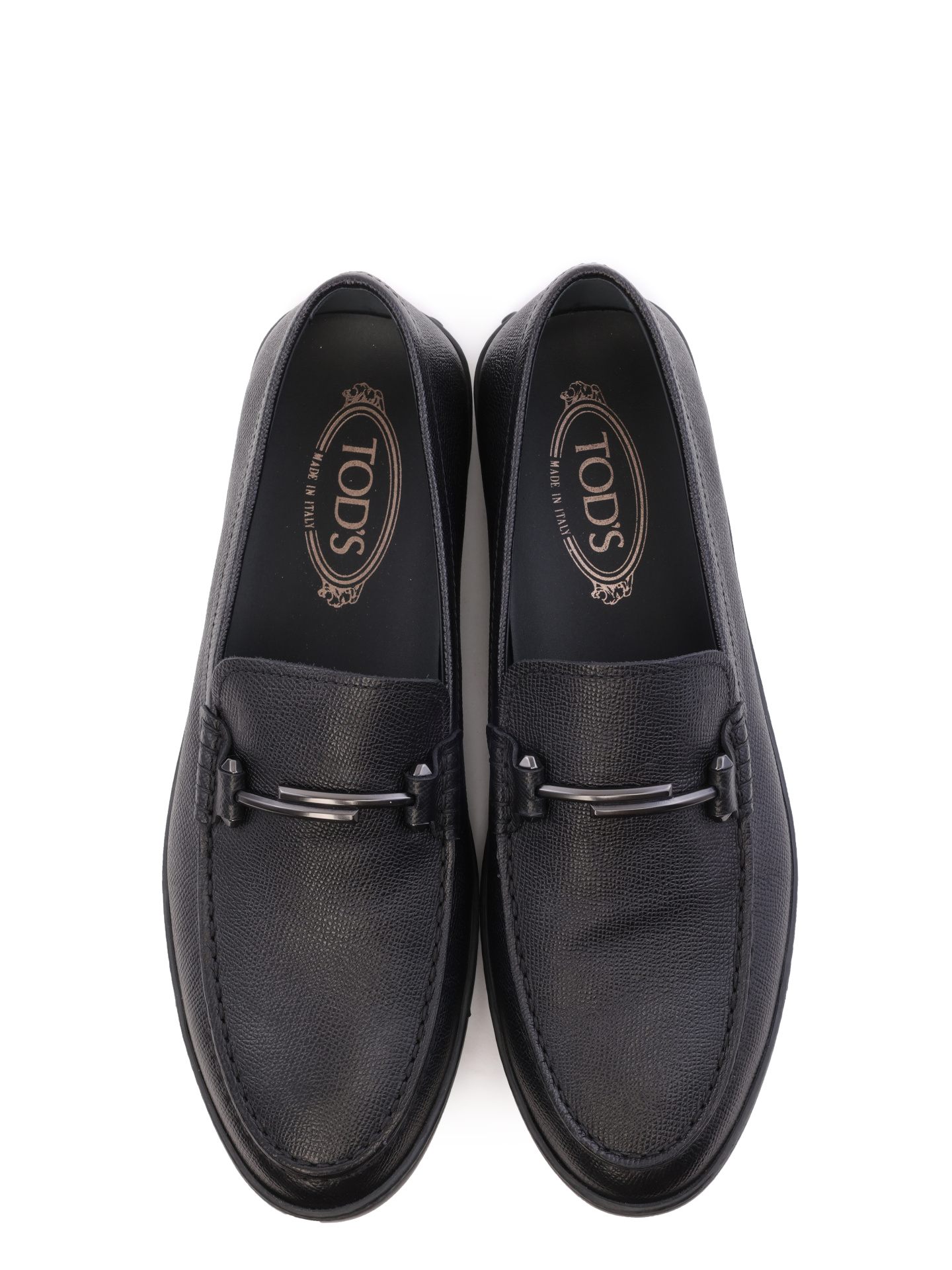 Мокасины черные из фактурной кожи и с металлической пряжко — купить в интернет-магазине Verdistore