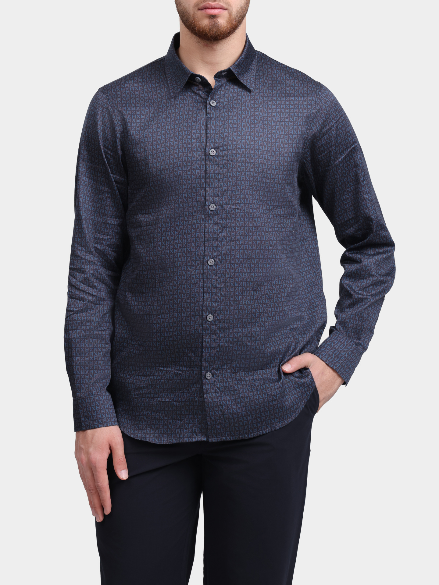Рубашка Armani Exchange XM001942 AF19194 FB436 хлопковая мужская с принтом — купить в интернет-магазине Verdistore