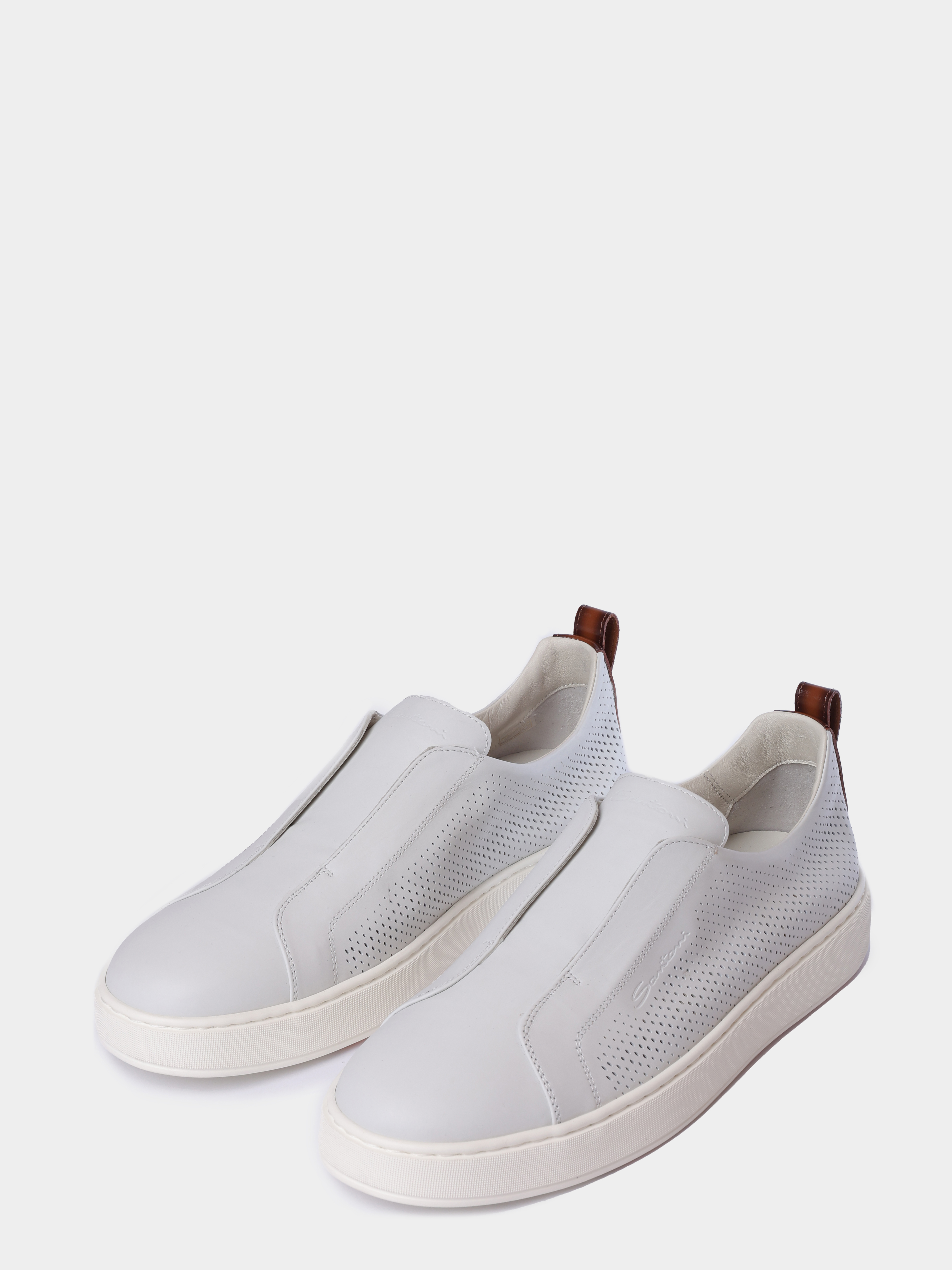 Кеды Santoni MBCG22181BARTFIDI80 кожаные мужские с перфорацией — купить в интернет-магазине Verdistore