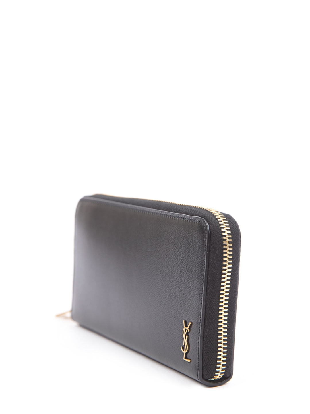 Портмоне черное кожаное й с золотой фурнитурой и логотипом — купить в интернет-магазине Verdistore