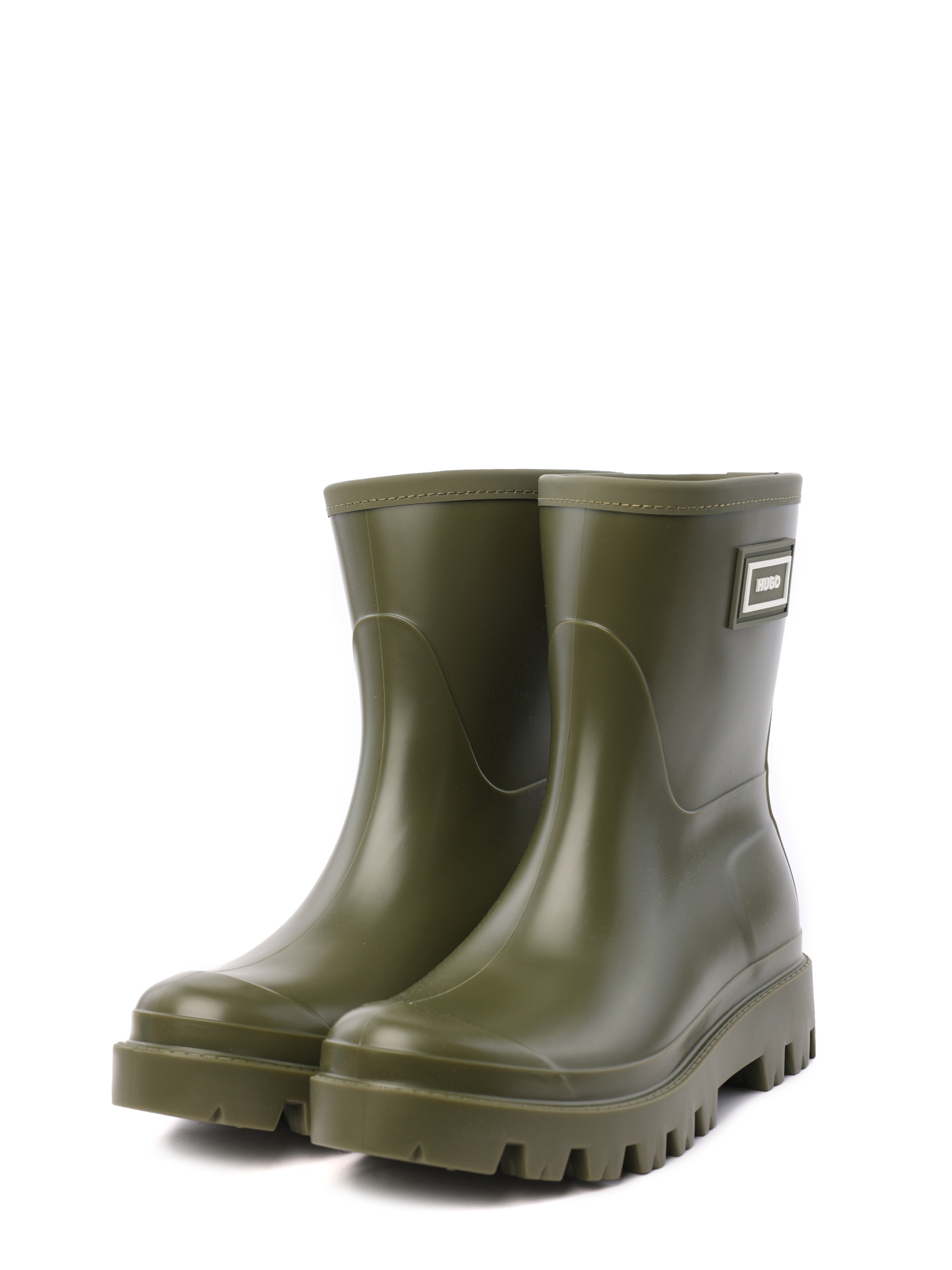 Резиновые полусапоги Hugo темно-зеленые женские с логотипом — купить в интернет-магазине Verdistore