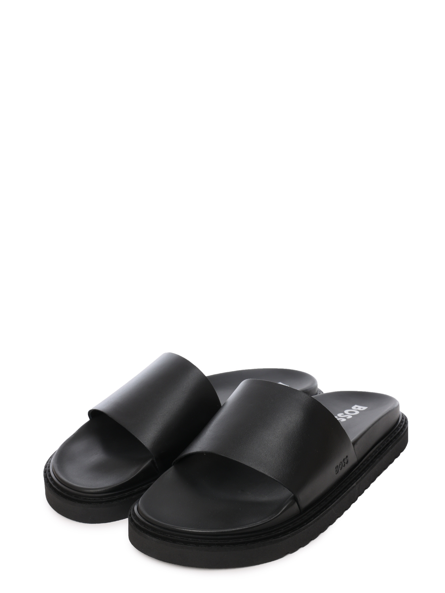 Шлепанцы Boss 50516786 001 черные мужские из кожи — купить в интернет-магазине Verdistore