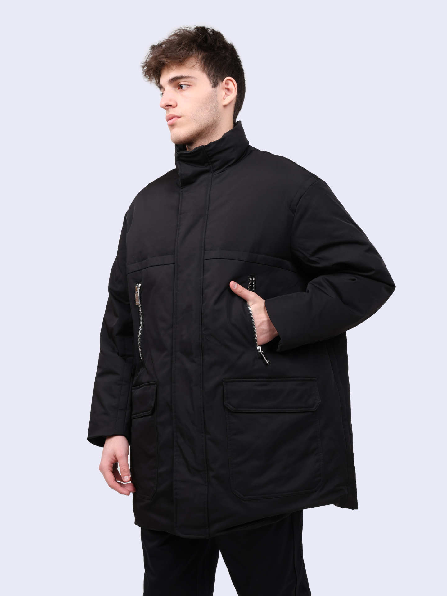 Пуховик Armani Exchange XM000034 AF10324 UC001 мужской черный удлиненный — купить в интернет-магазине Verdistore