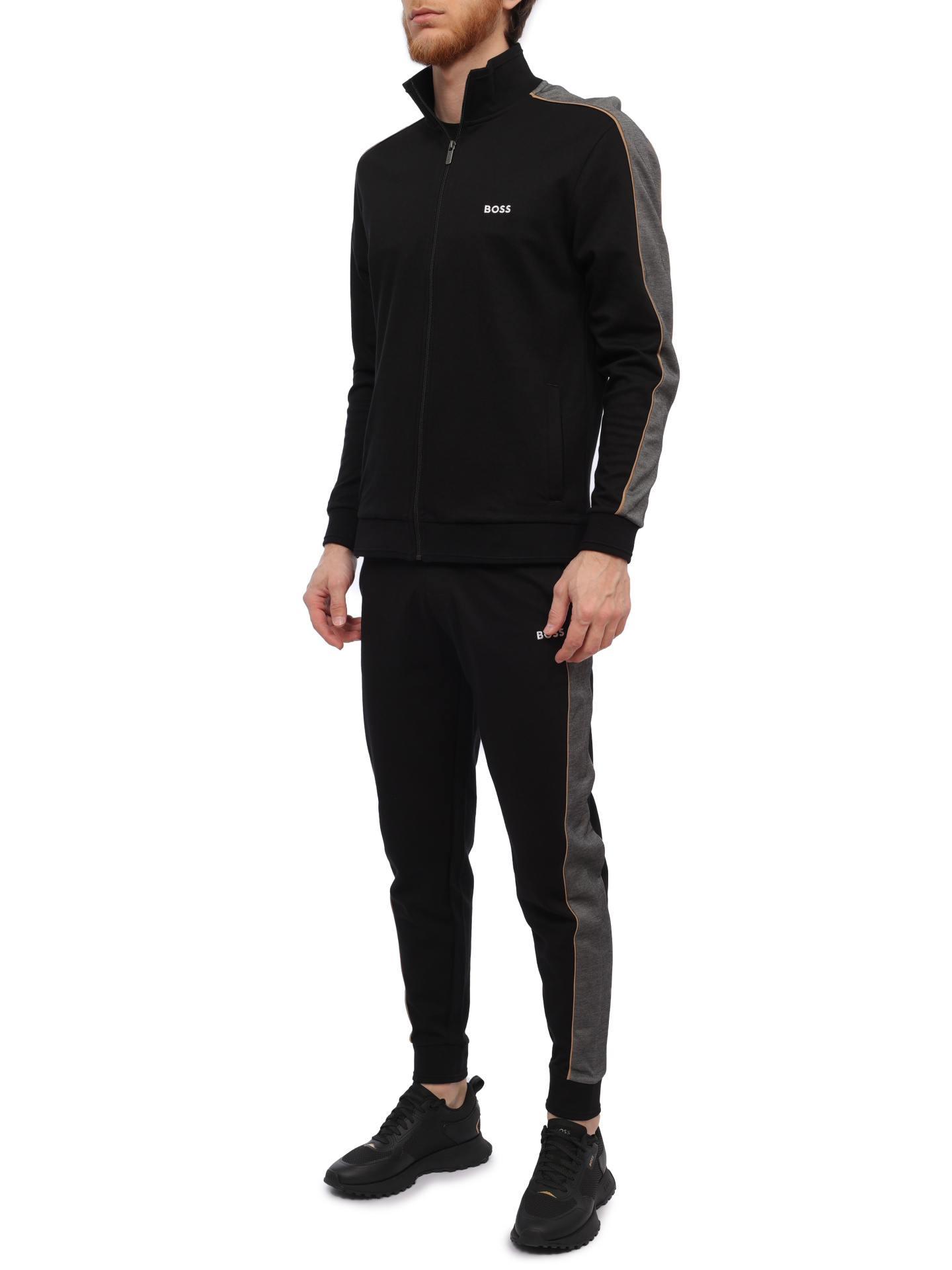Костюм спортивный Boss 50511040 001 черный мужской с лампасами — купить в интернет-магазине Verdistore
