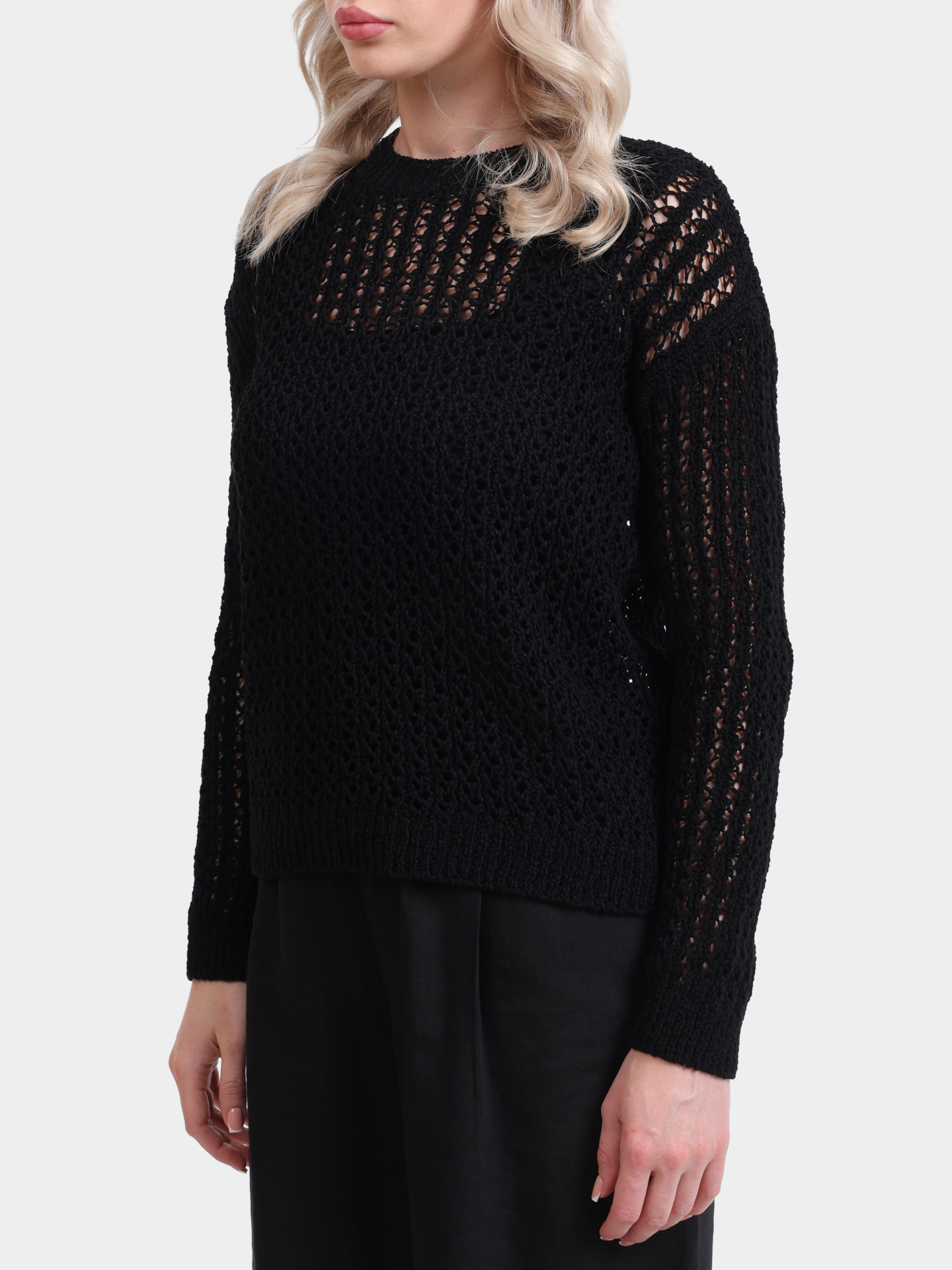 Свитер MARELLA RIVA 001 черный женский из хлопка  — купить в интернет-магазине Verdistore