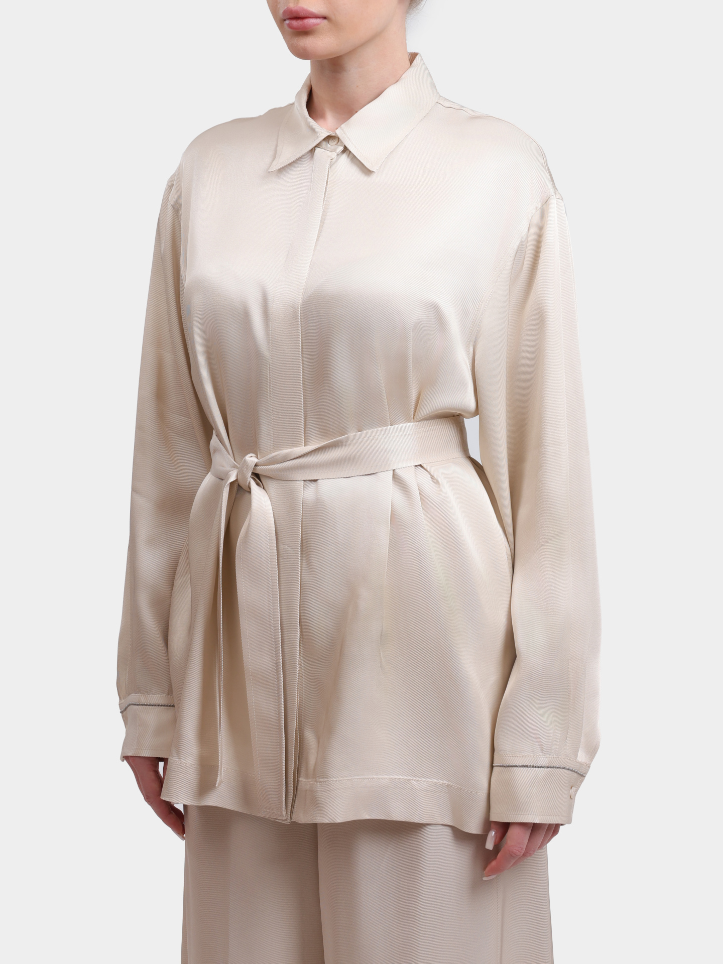 Блузка S06074A 02245 43 молочная женская с поясом — купить в интернет-магазине Verdistore