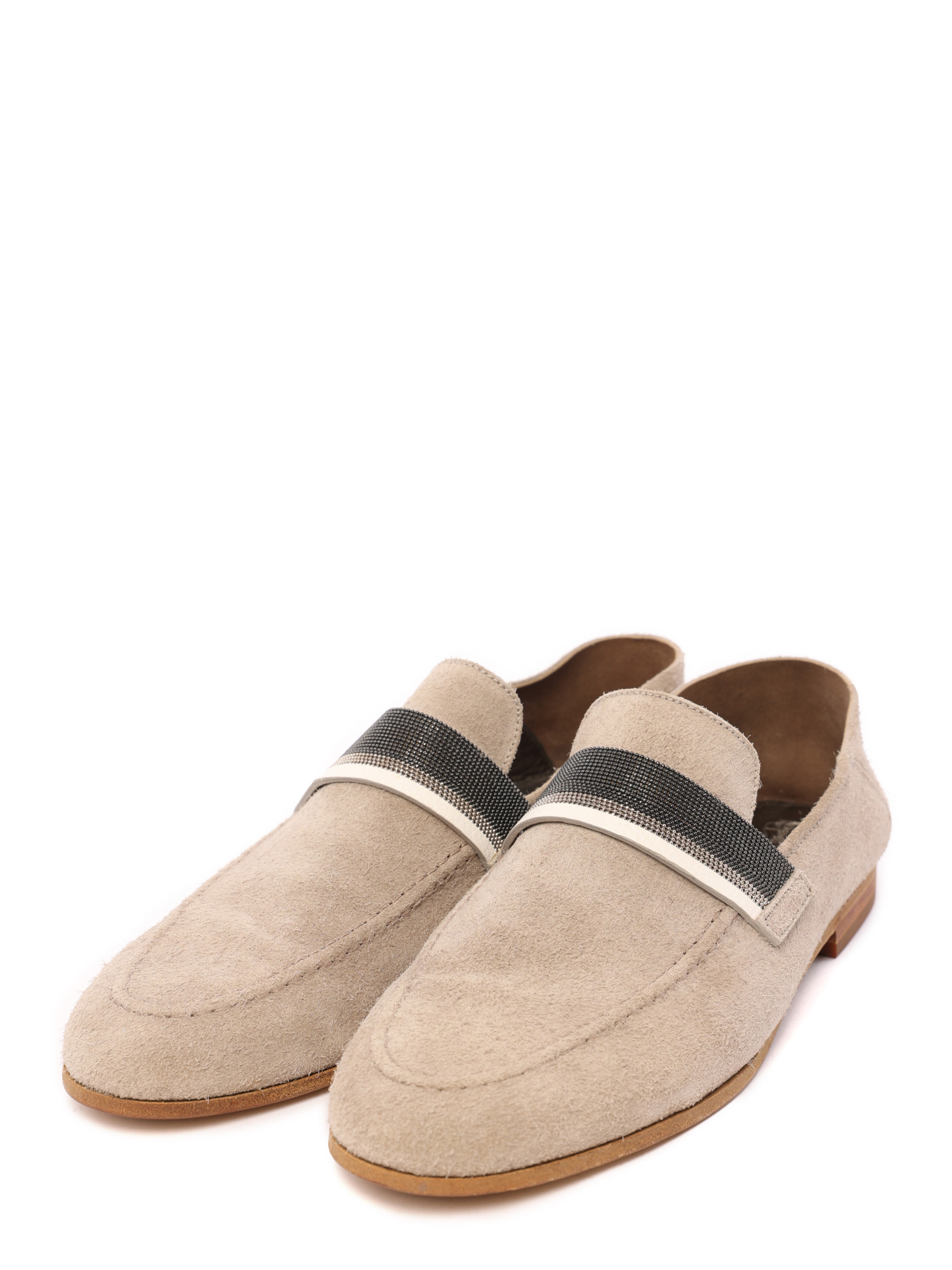 Лоферы Brunello Cucinelli MZMNC1440 бежевые женские из замши — купить в интернет-магазине Verdistore