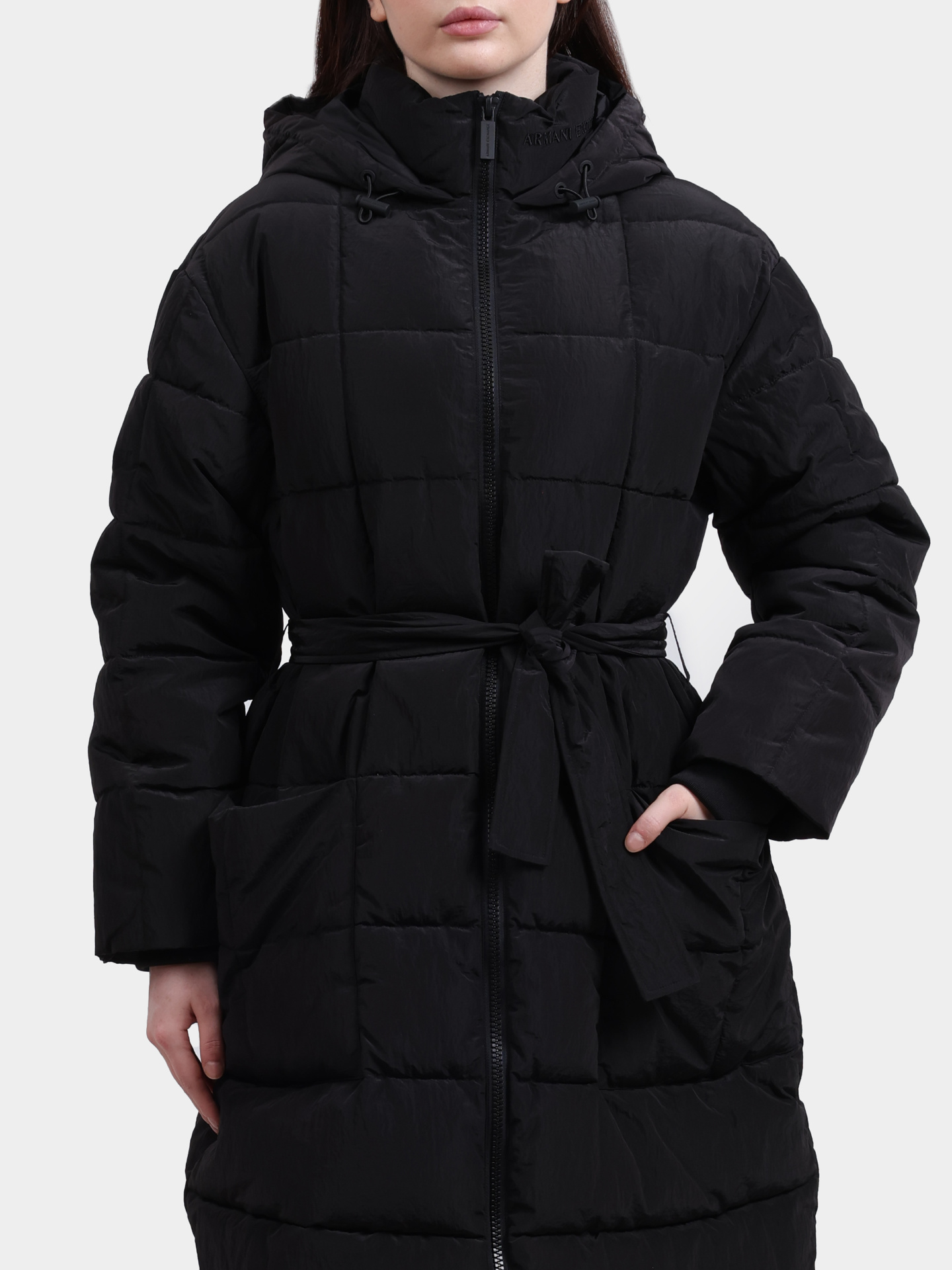 Пуховик Armani Exchange AF16207 UC001 черный стеганый женский — купить в интернет-магазине Verdistore