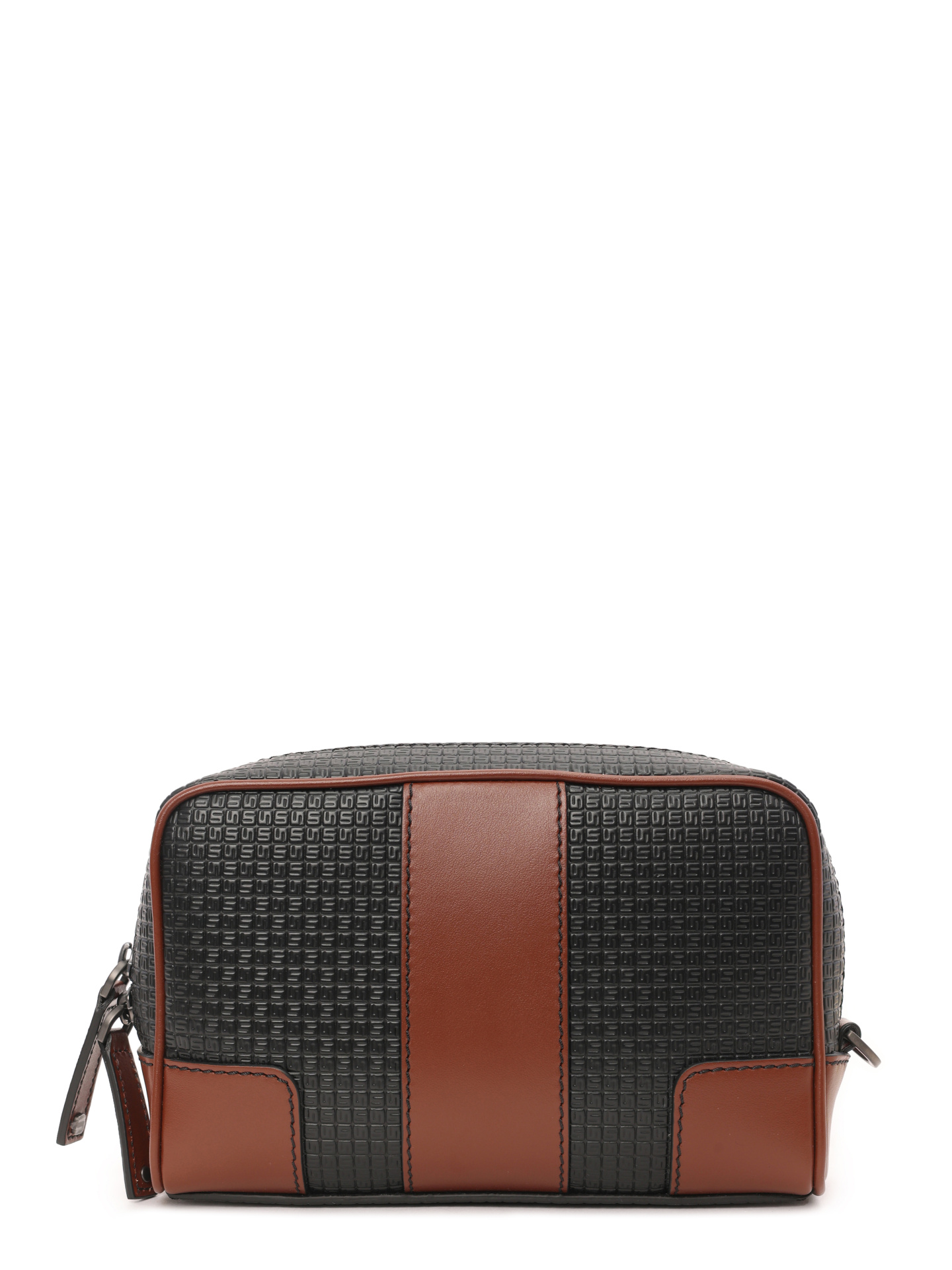 Клатч черный с коричневыми ставками кожаный — купить в интернет-магазине Verdistore