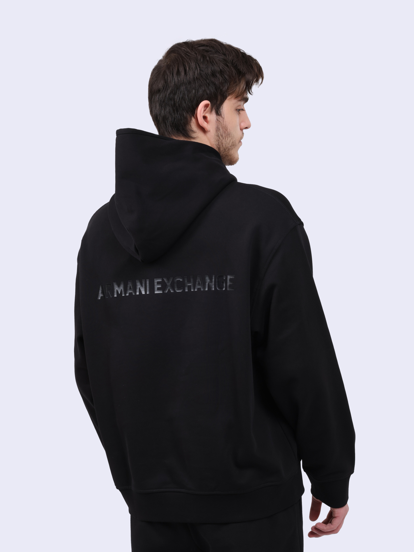 Худи Armani Exchange 6DZMLJ ZJ4XZ 1200 черное мужское из хлопка — купить в интернет-магазине Verdistore