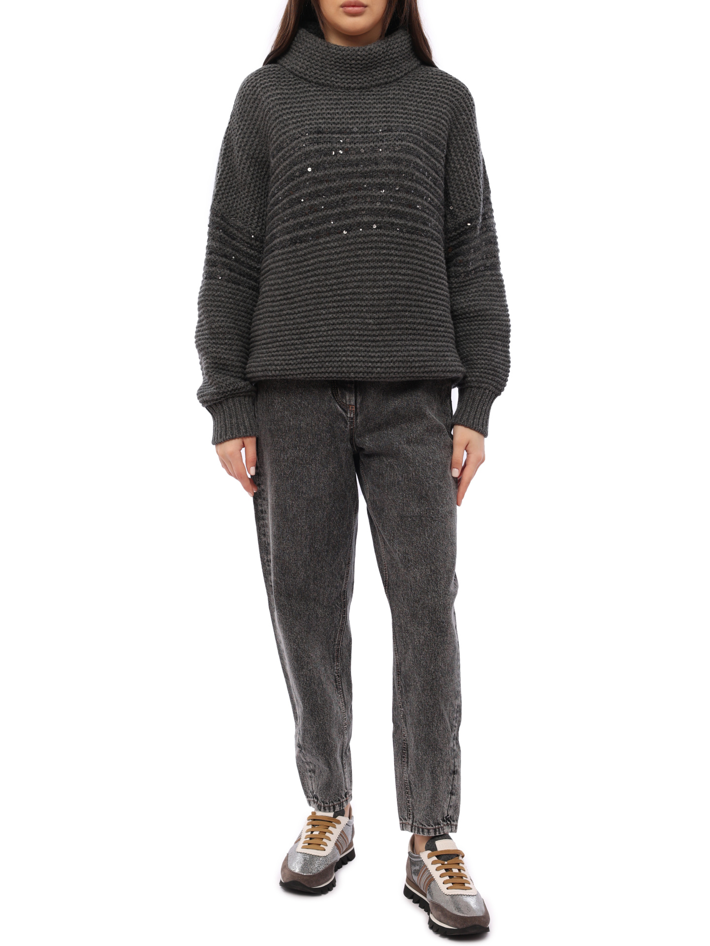 Свитер Brunello Cucinelli M6D365904 CPS38 серый женский — купить в интернет-магазине Verdistore