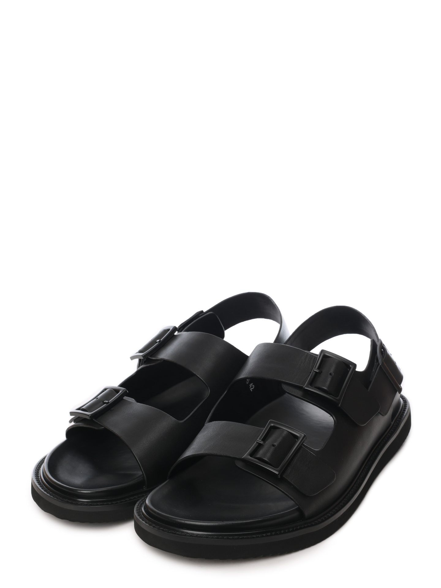 Сандалии черные с двумя широкими ремешками с пряжками — купить в интернет-магазине Verdistore