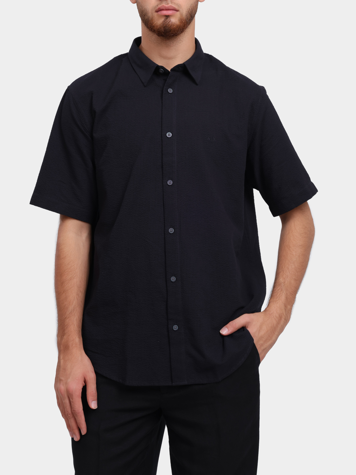 Рубашка Armani Exchange XM001237 AF13141 UB101 темно-синяя мужская хлопковая — купить в интернет-магазине Verdistore