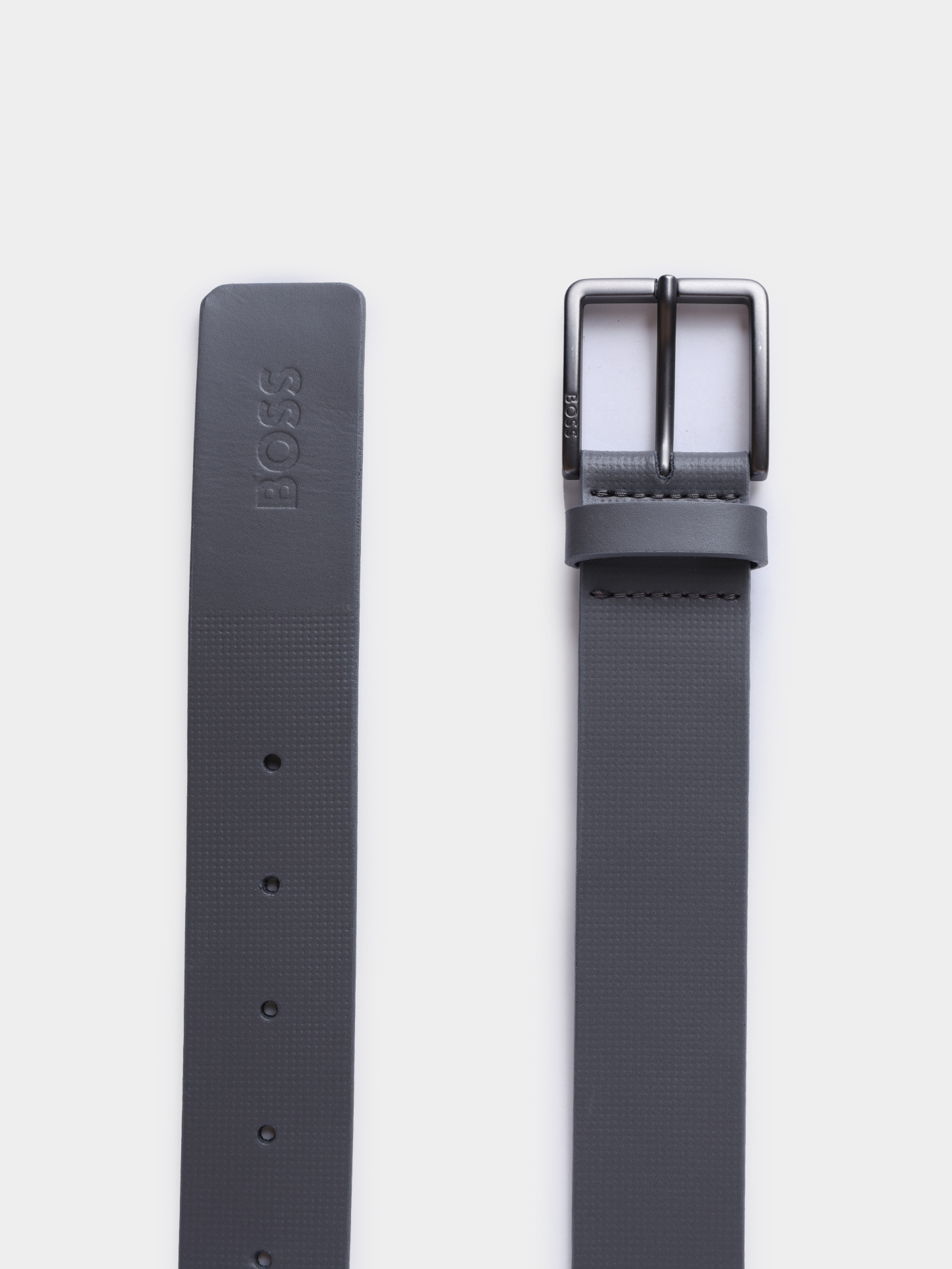 Ремень Boss 50537053 021 серый мужской из кожи — купить в интернет-магазине Verdistore