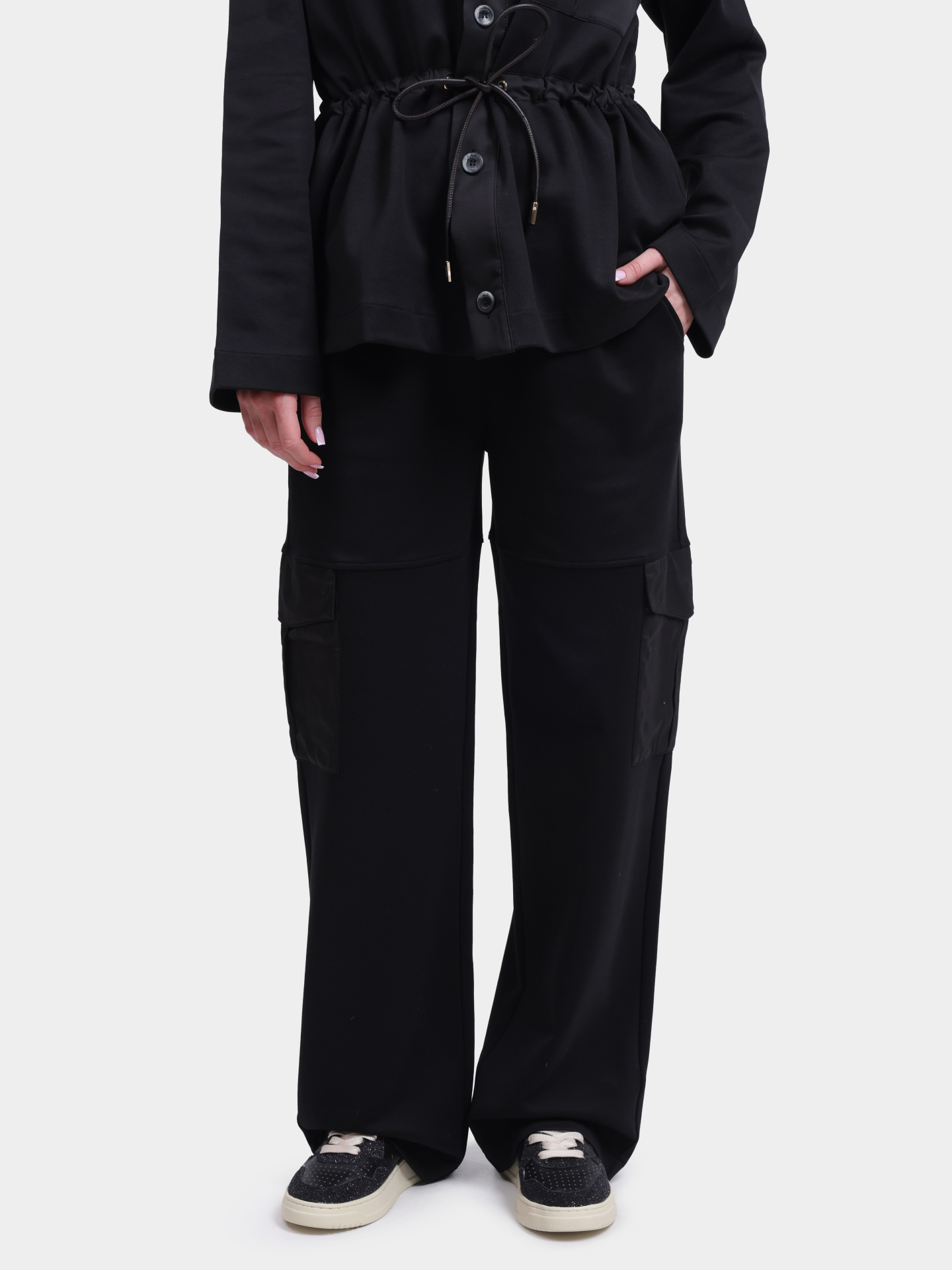 Брюки Herno PT000141D 52117 9300 черные женские широкие — купить в интернет-магазине Verdistore