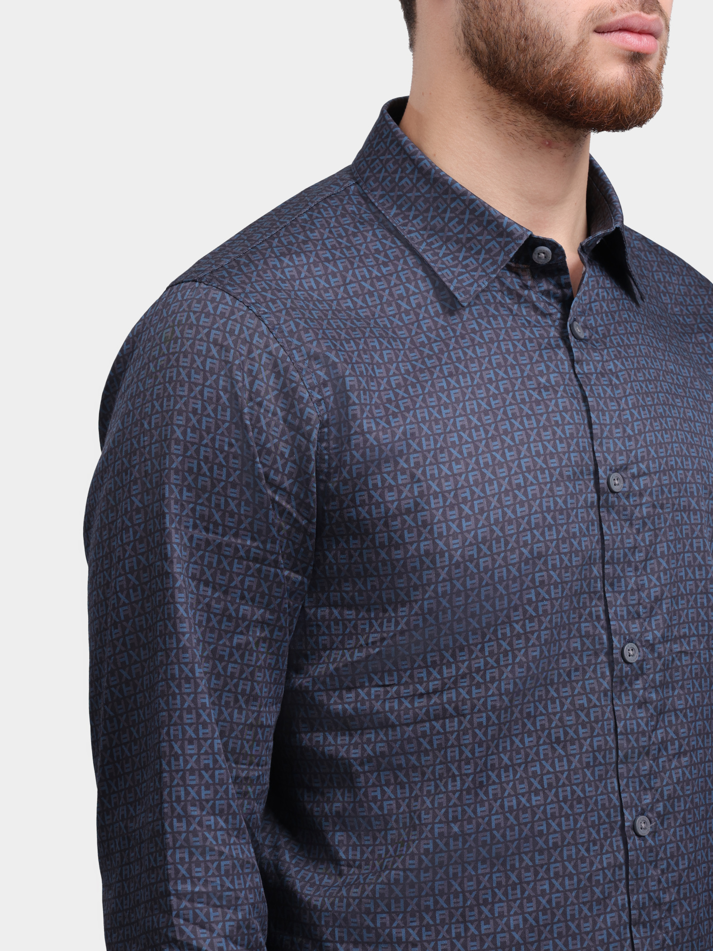 Рубашка Armani Exchange XM001942 AF19194 FB436 хлопковая мужская с принтом — купить в интернет-магазине Verdistore