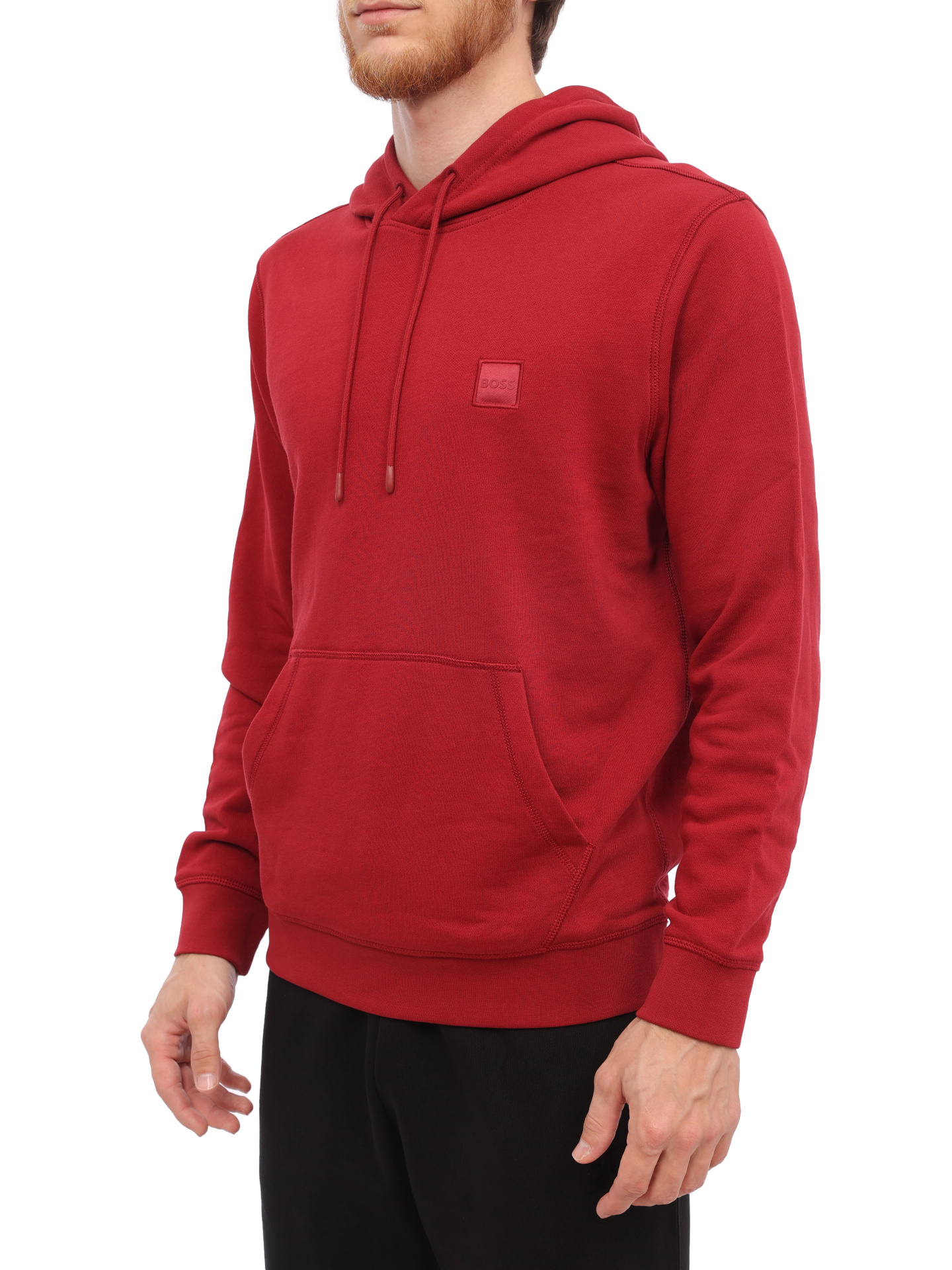 Худи Boss 50468445 614 красное мужское из хлопка — купить в интернет-магазине Verdistore