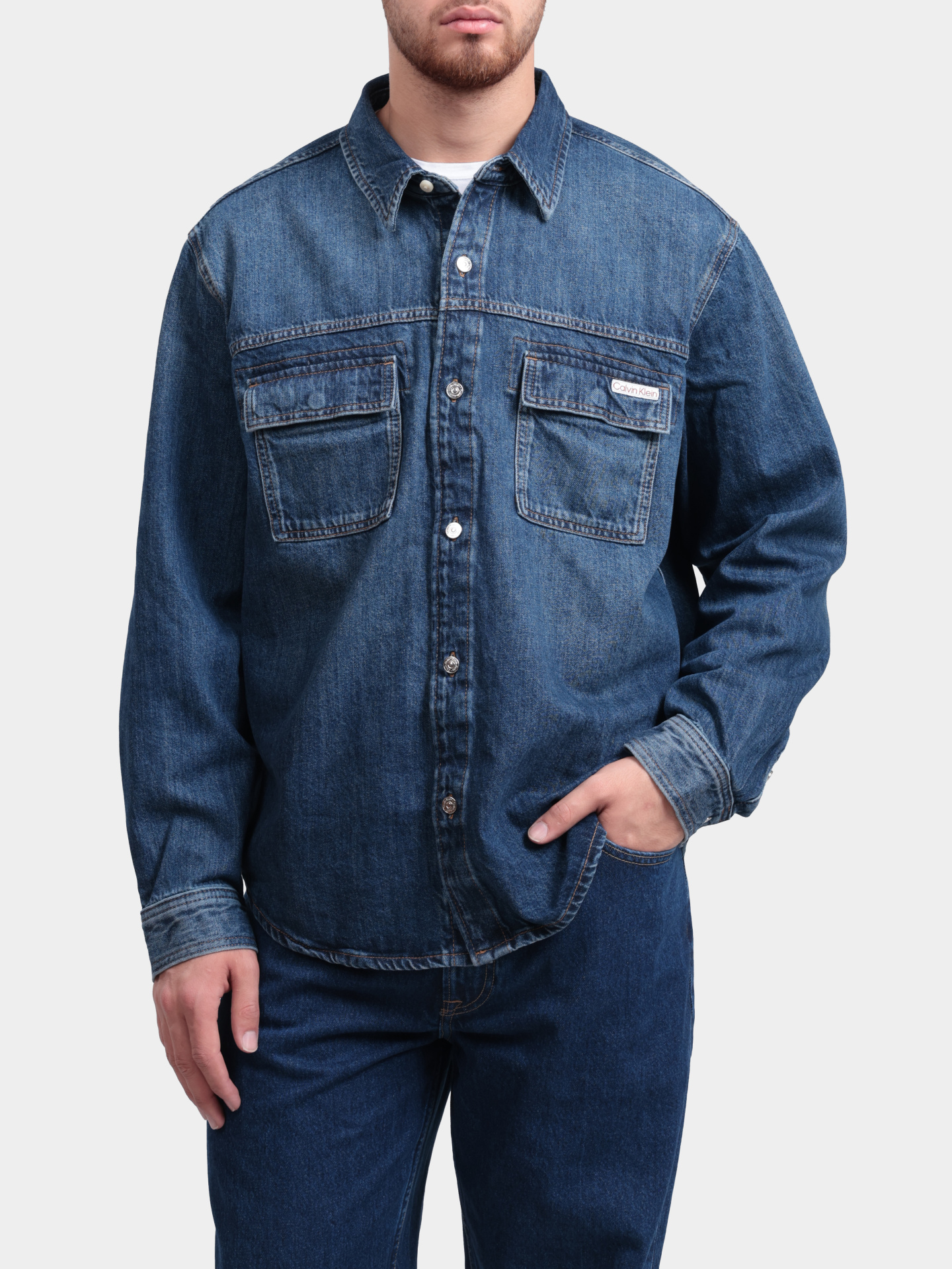Рубашка Calvin Klein Jeans LV04RF904G XCY джинсовая мужская — купить в интернет-магазине Verdistore