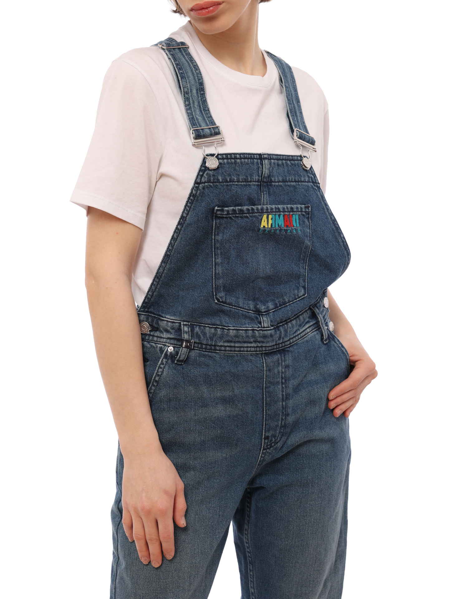 Комбинезон Armani Exchange 6HYD06 Y2QLZ 1500 джинсовый женский с логотипом — купить в интернет-магазине Verdistore