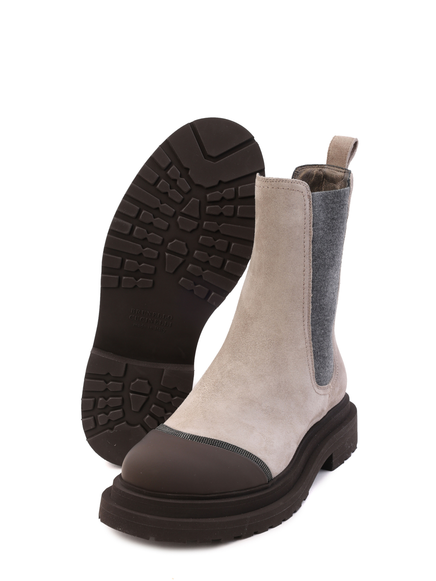 Ботинки Brunello Cucinelli MZSFGB1174 CBT71 бежевые женские из замши — купить в интернет-магазине Verdistore